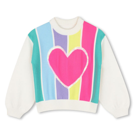 Billieblush - Striped Heart Knit Sweater