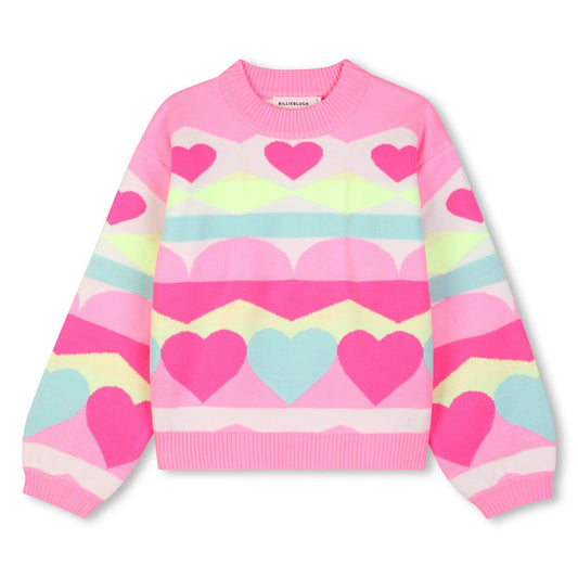 Billieblush - Pull en tricot jacquard multicolore & coeur