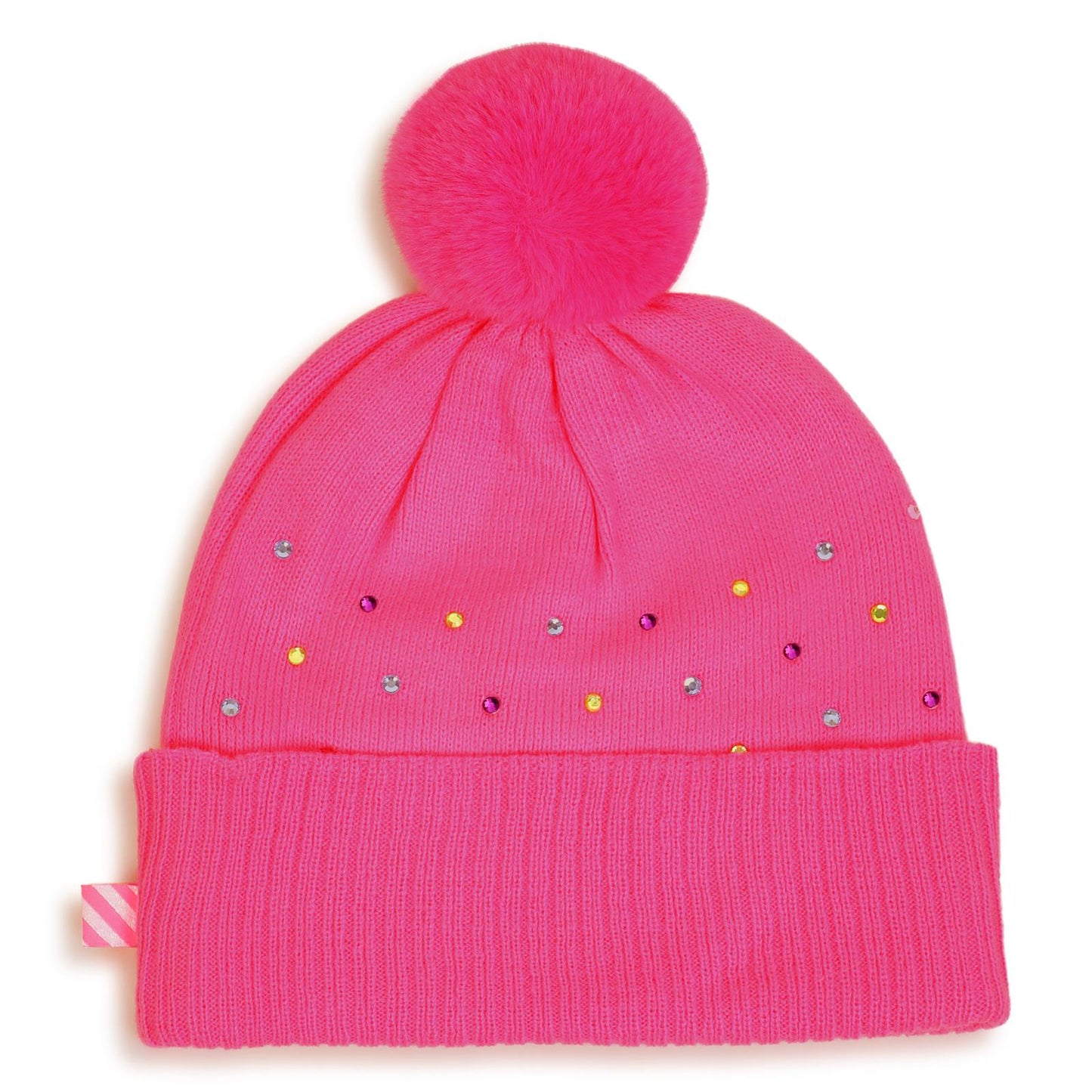 Billieblush - Bonnet à strass fuchsia & pompon