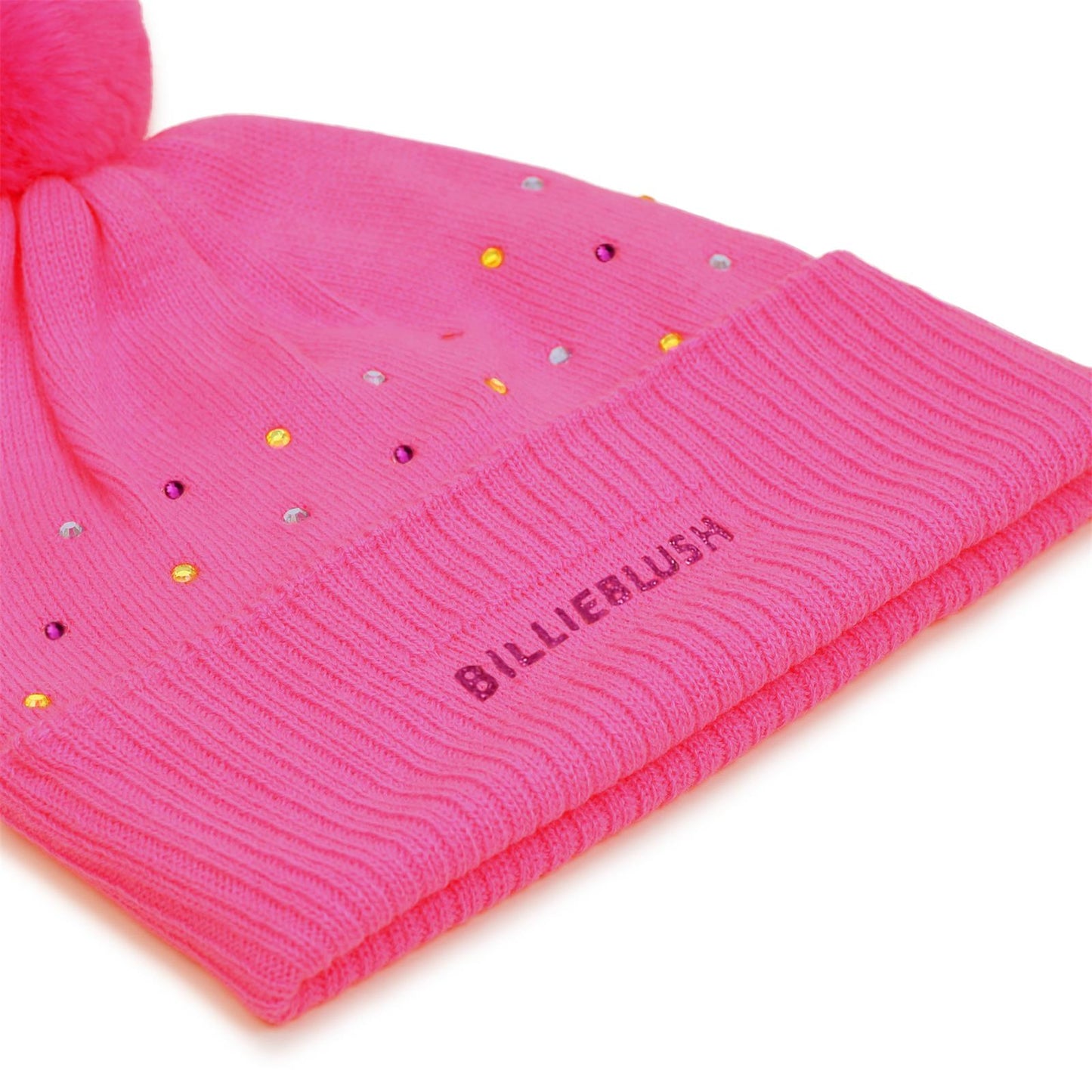 Billieblush - Bonnet à strass fuchsia & pompon