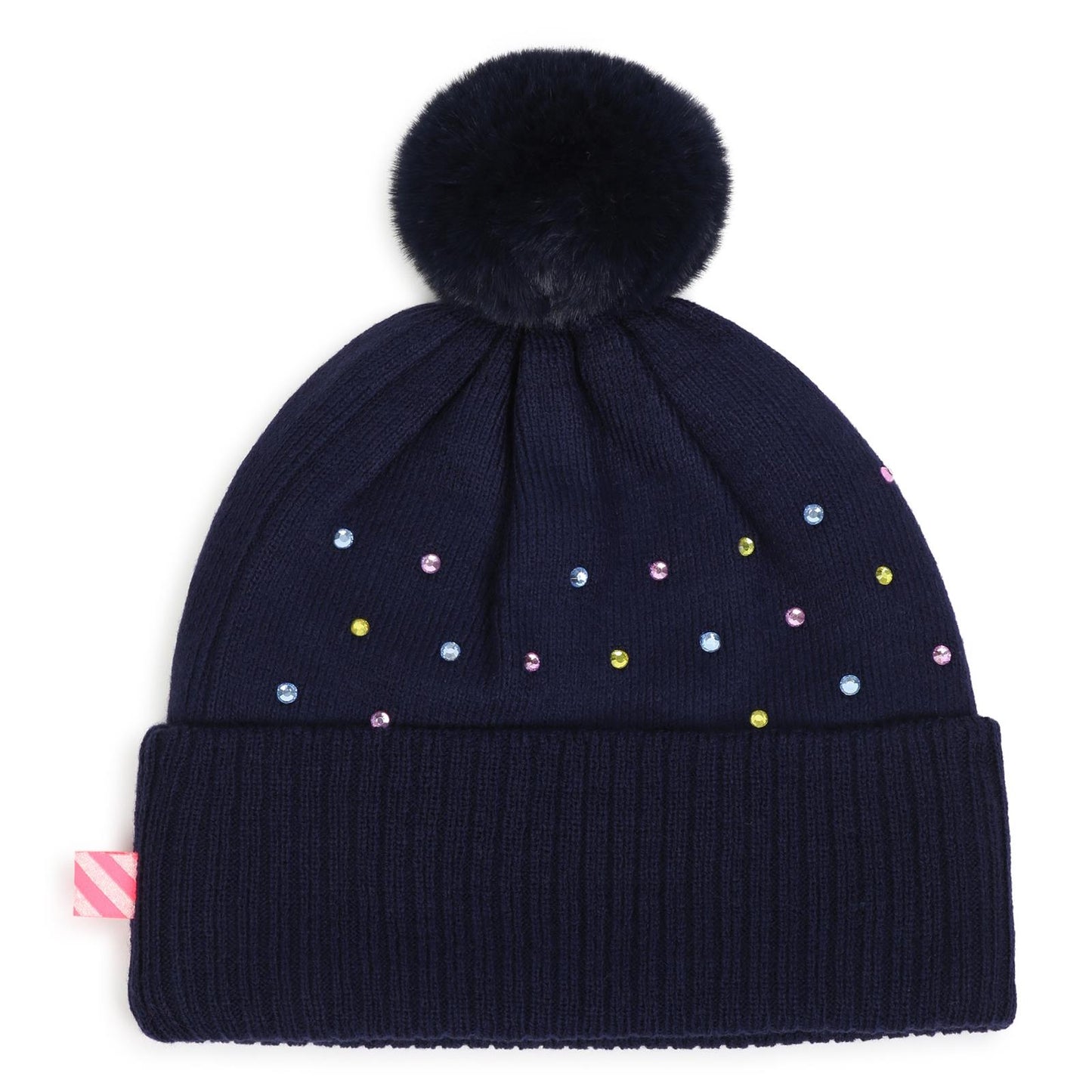 Billieblush - Bonnet à strass navy & pompon