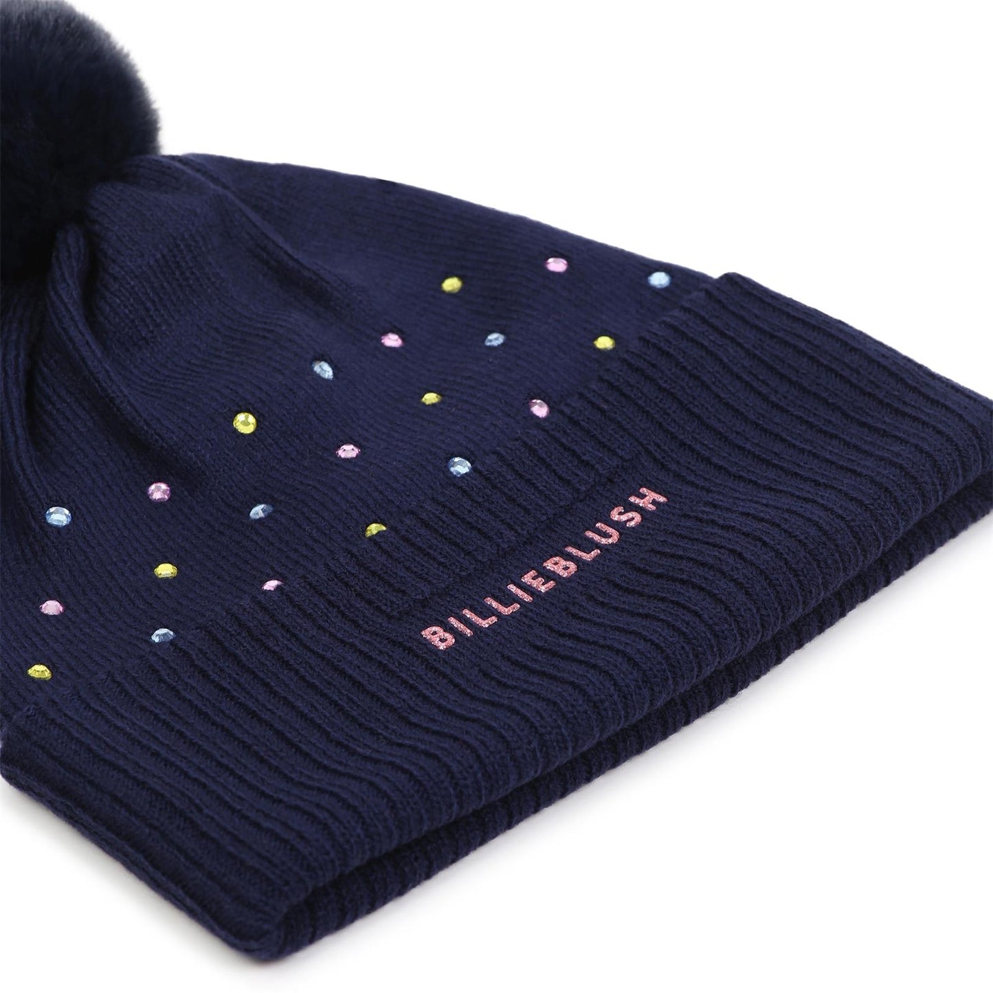Billieblush - Bonnet à strass navy & pompon