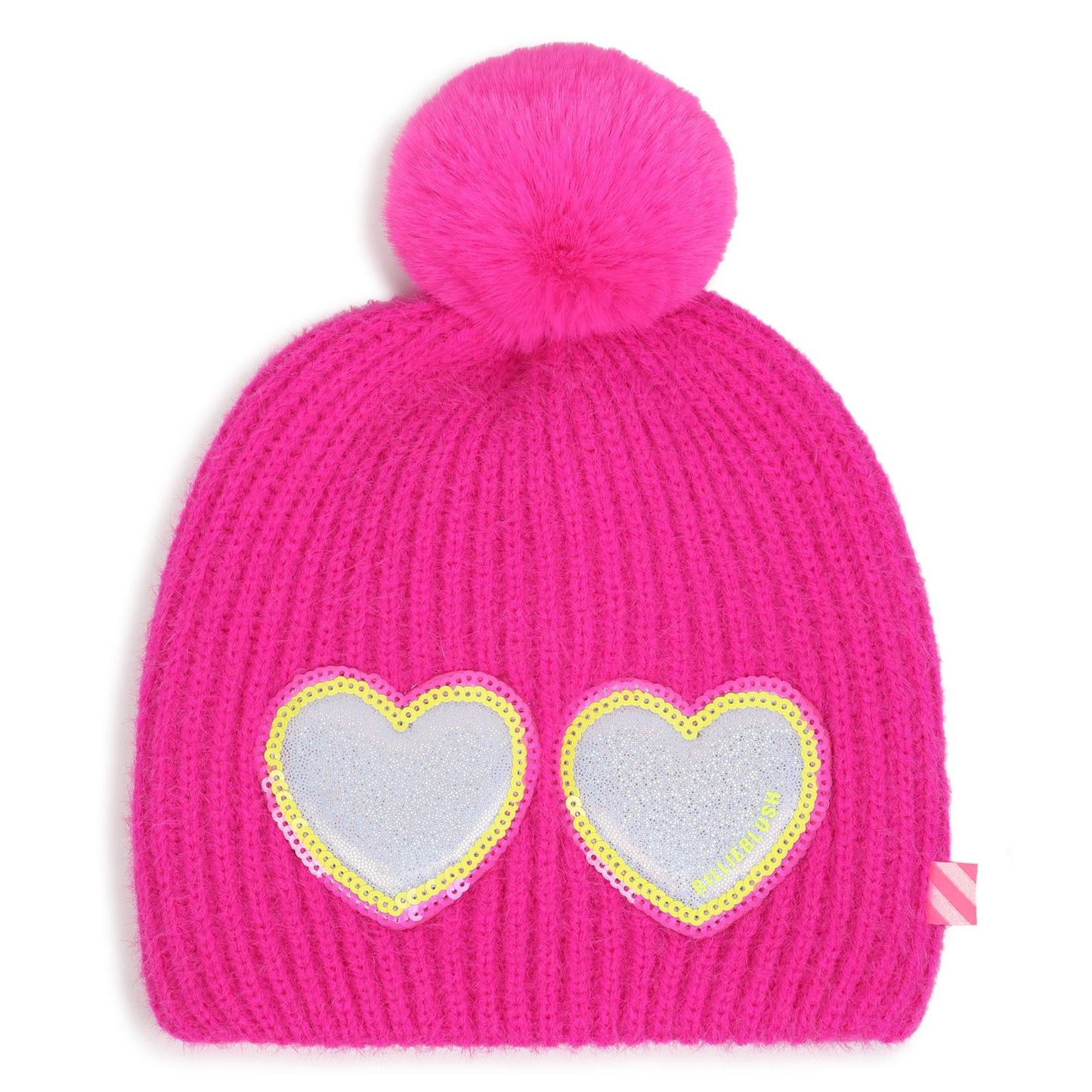 Billieblush - Bonnet fuchsia pompon & COEURS