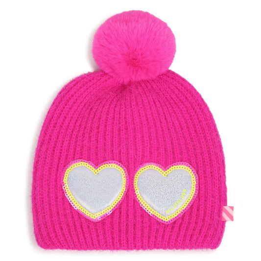 Billieblush - Fuchsia pompom & HEARTS beanie
