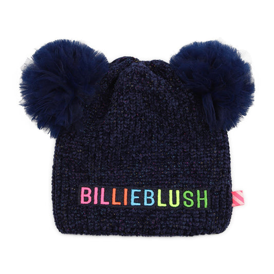 Billieblush - Navy beanie with TWO POMPOMS