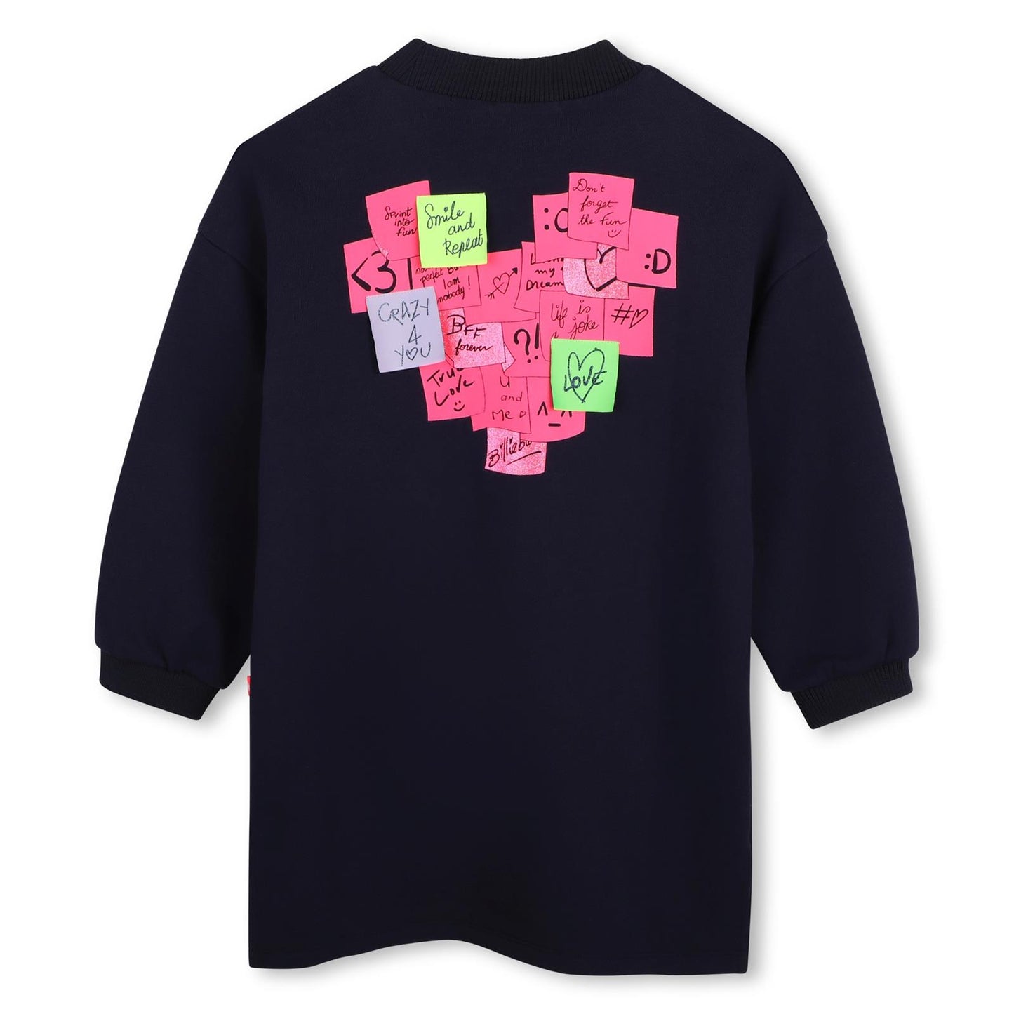 Billieblush - Robe sweat navy backprint paost it