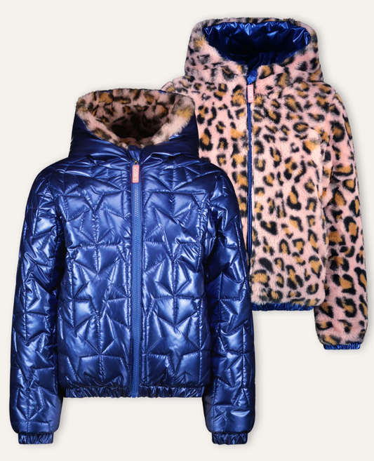 B.Nosy - Manteau réversible navy & léopard Jessie