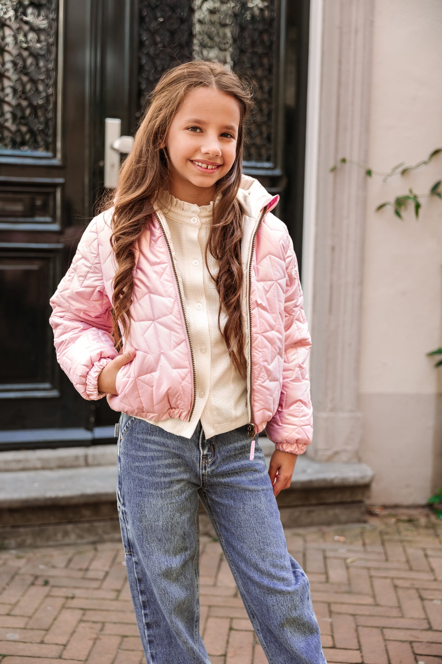 B.Nosy - Manteau réversible rose poudré & nacré Jessie