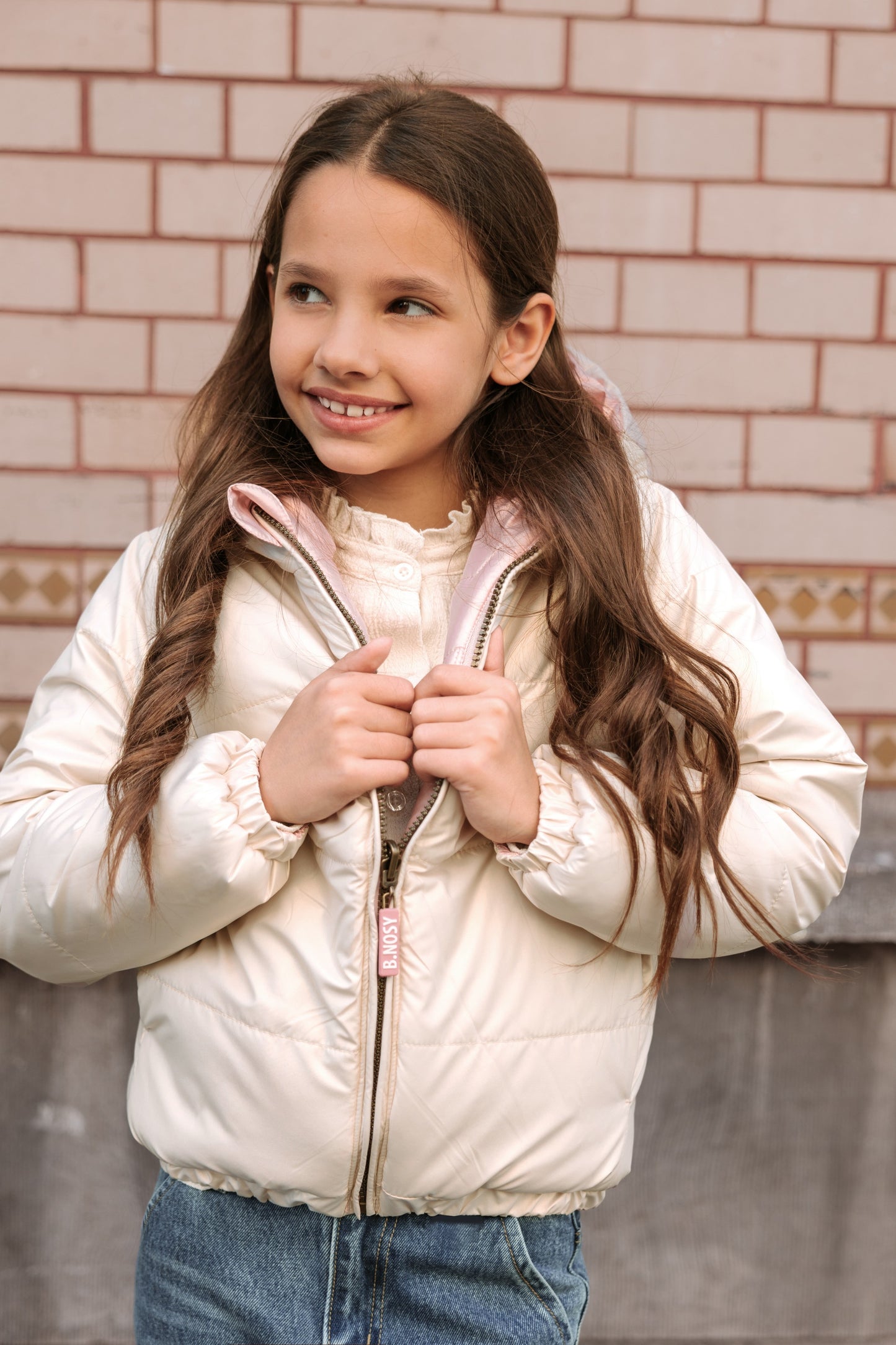 B.Nosy - Manteau réversible rose poudré & nacré Jessie