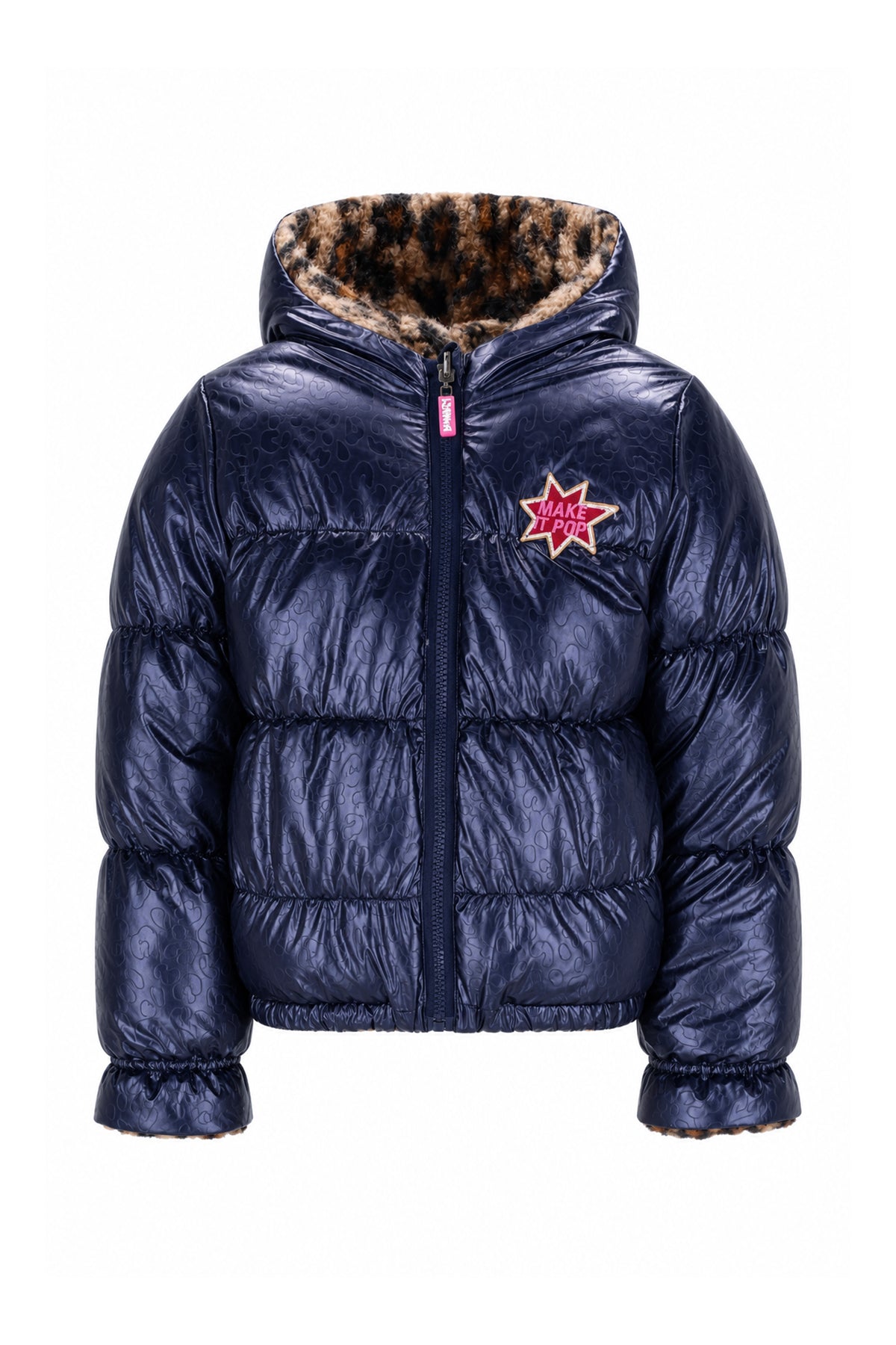 B.Nosy Reversible navy & leopard Jessie coat