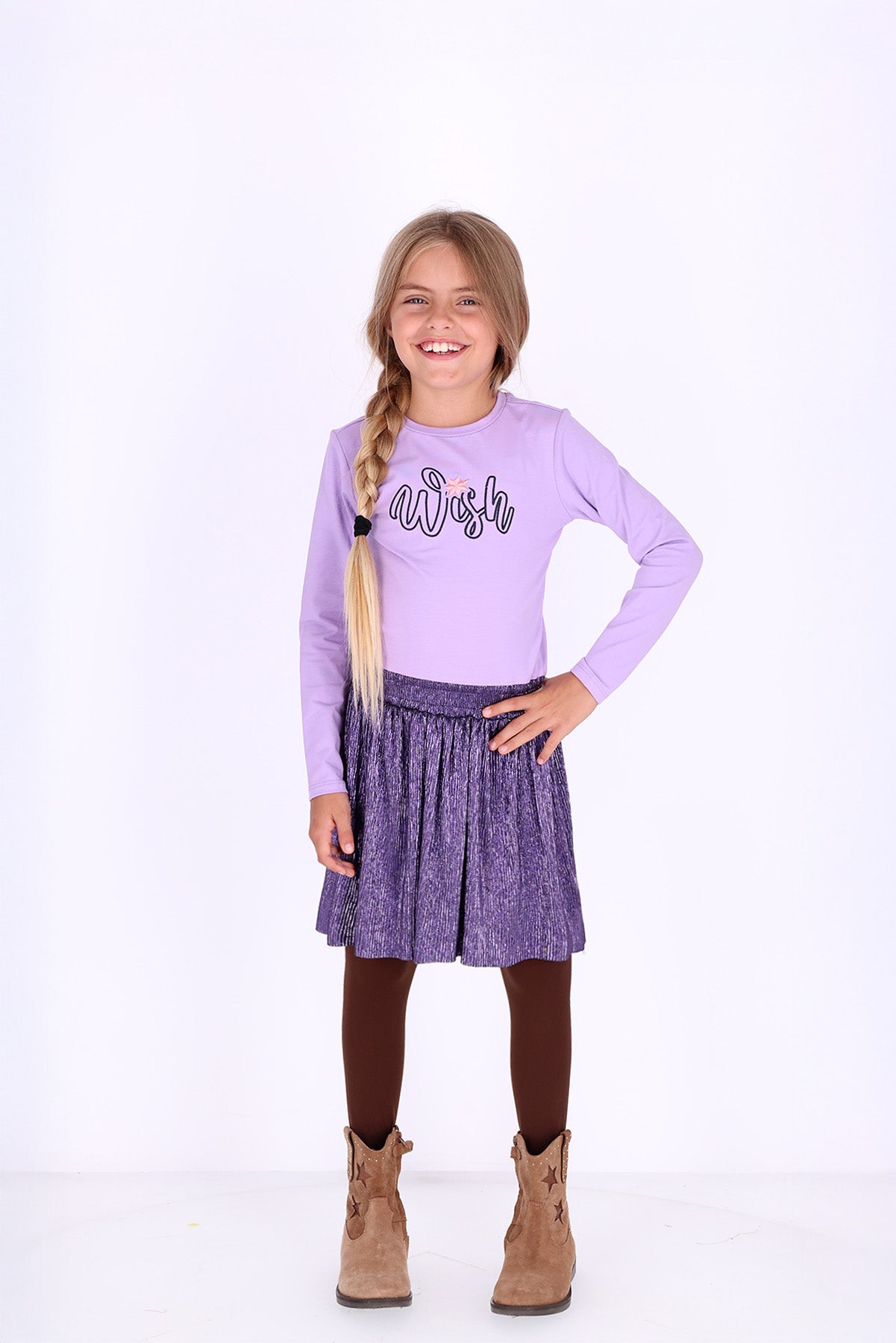 B.Nosy – Marineblaues Gänseblümchenkleid mit Rückenprint