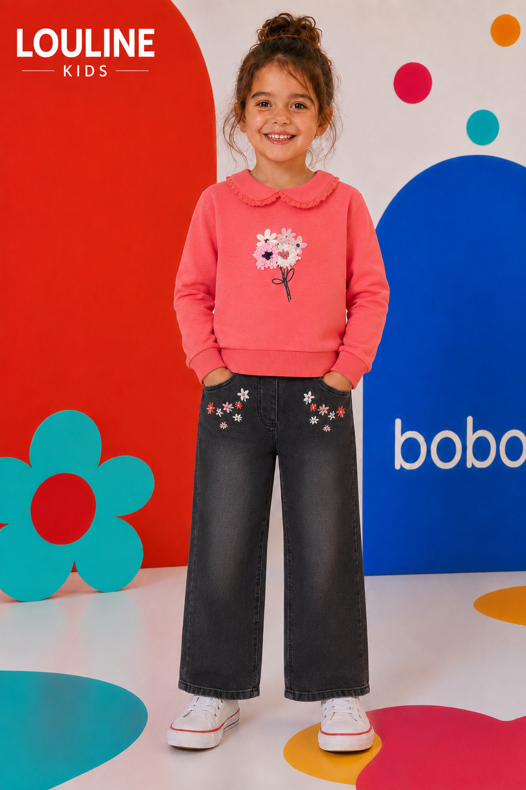 Boboli - Jeans noir FLOWERS