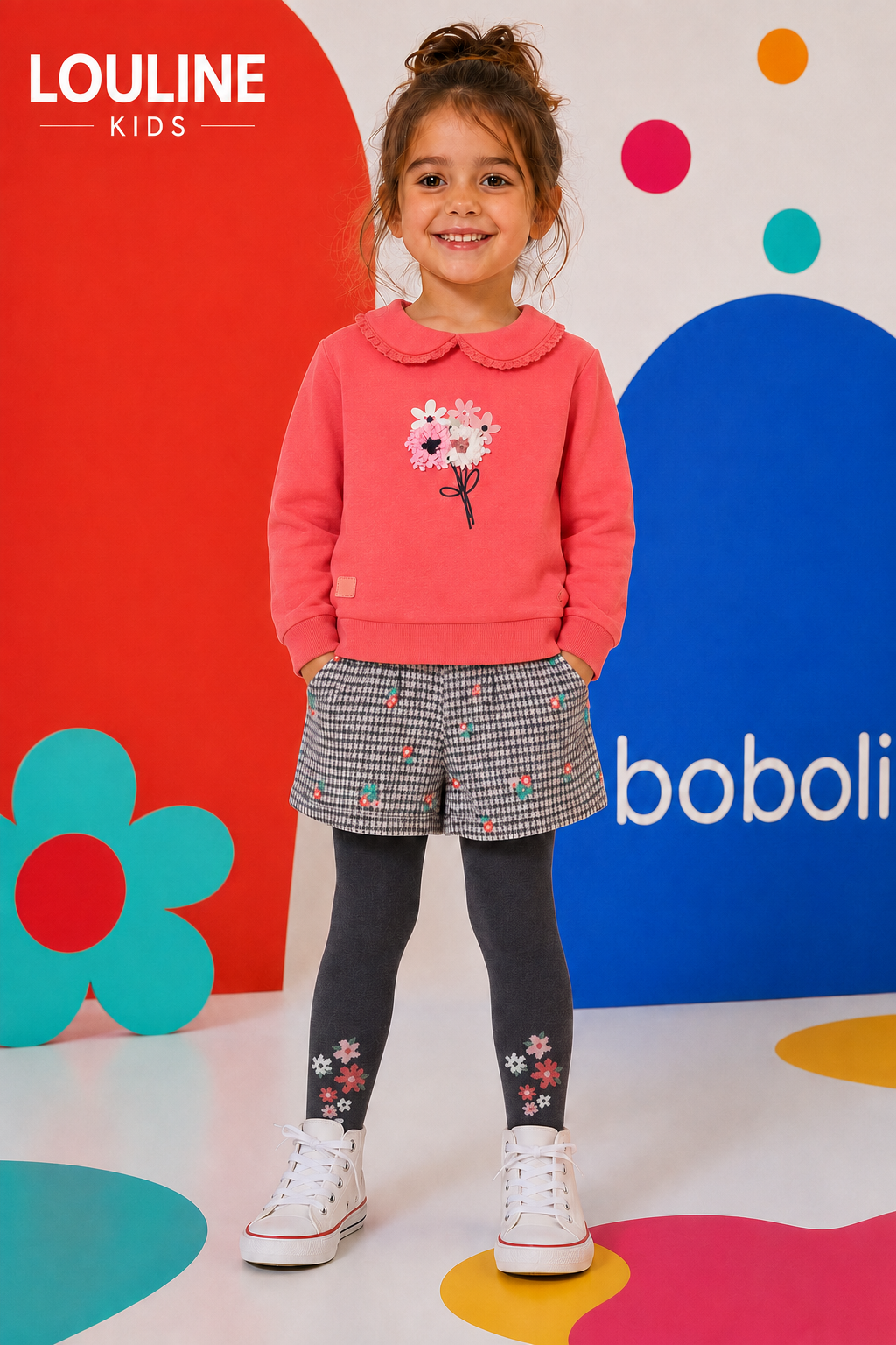 Boboli - Collant anthracite FLOWERS