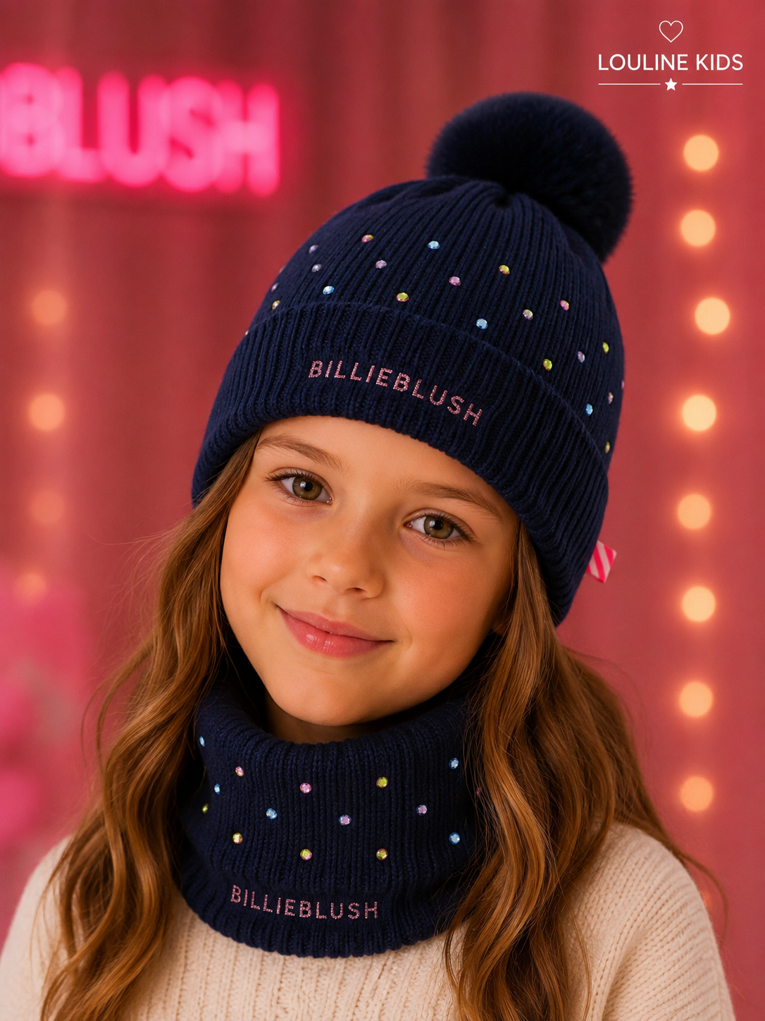 Billieblush - Snood navy avec strass
