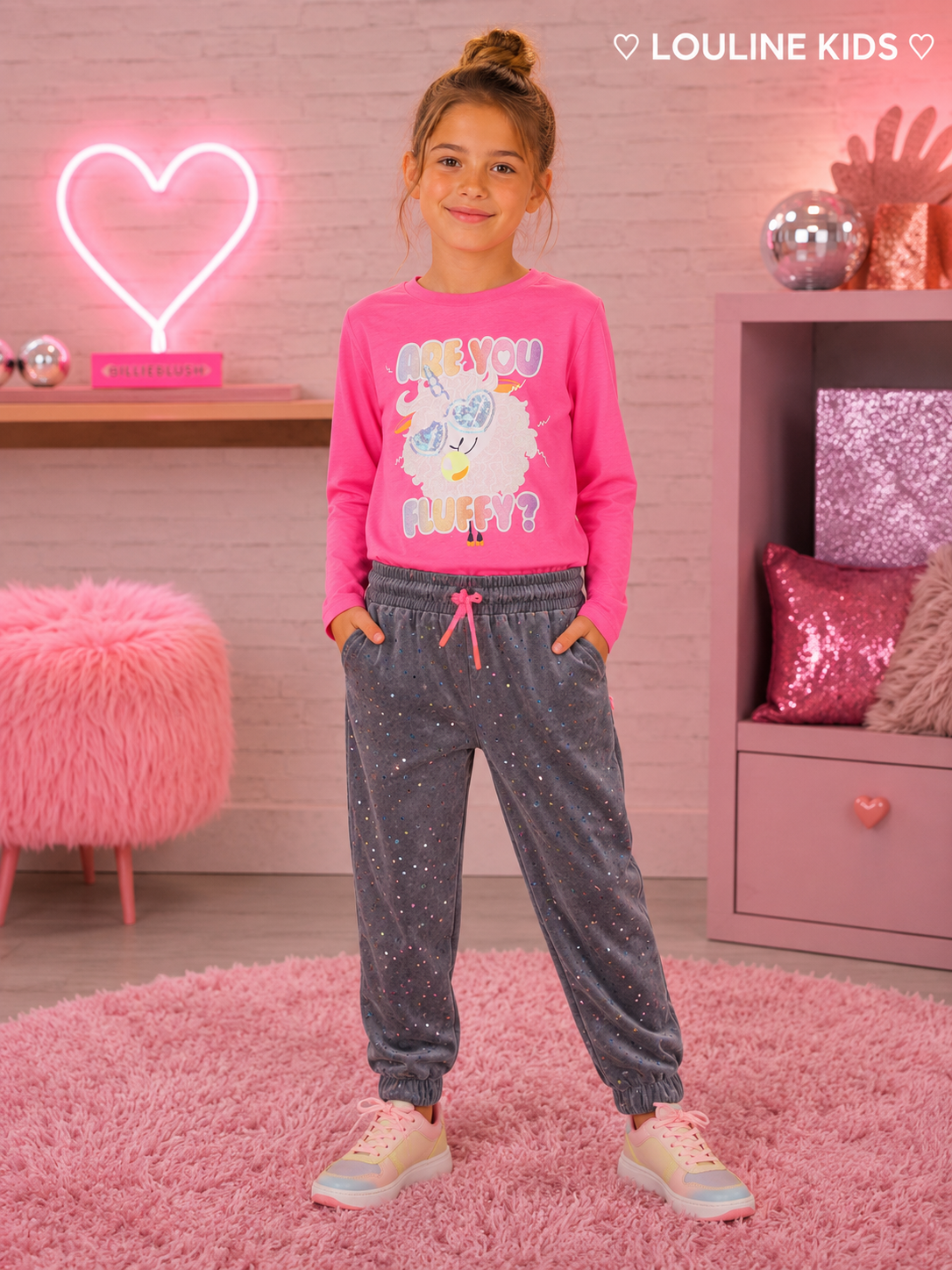 Billieblush - Pantalon de jogging gris en velours