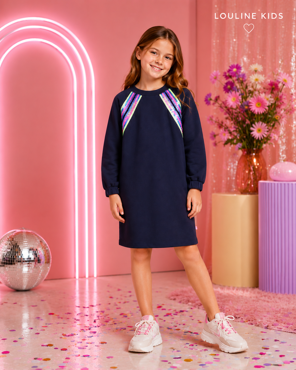 Billieblush - Robe en molleton navy avec sequins