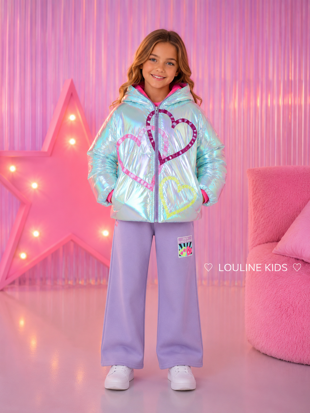 Billieblush - Doudoune à capuche avec sequins coeur