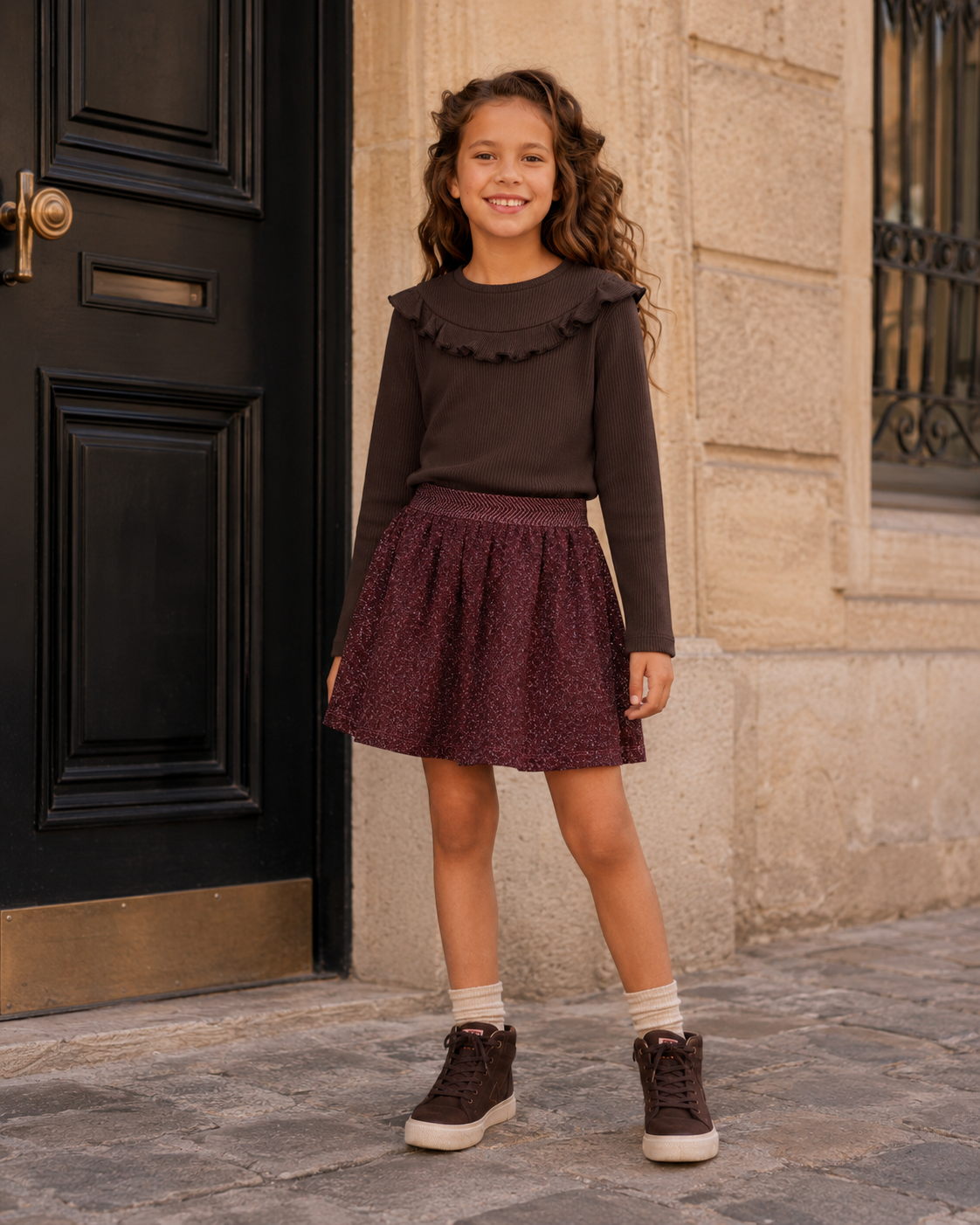 Jubel - Jupe pailletée bordeaux City Chic