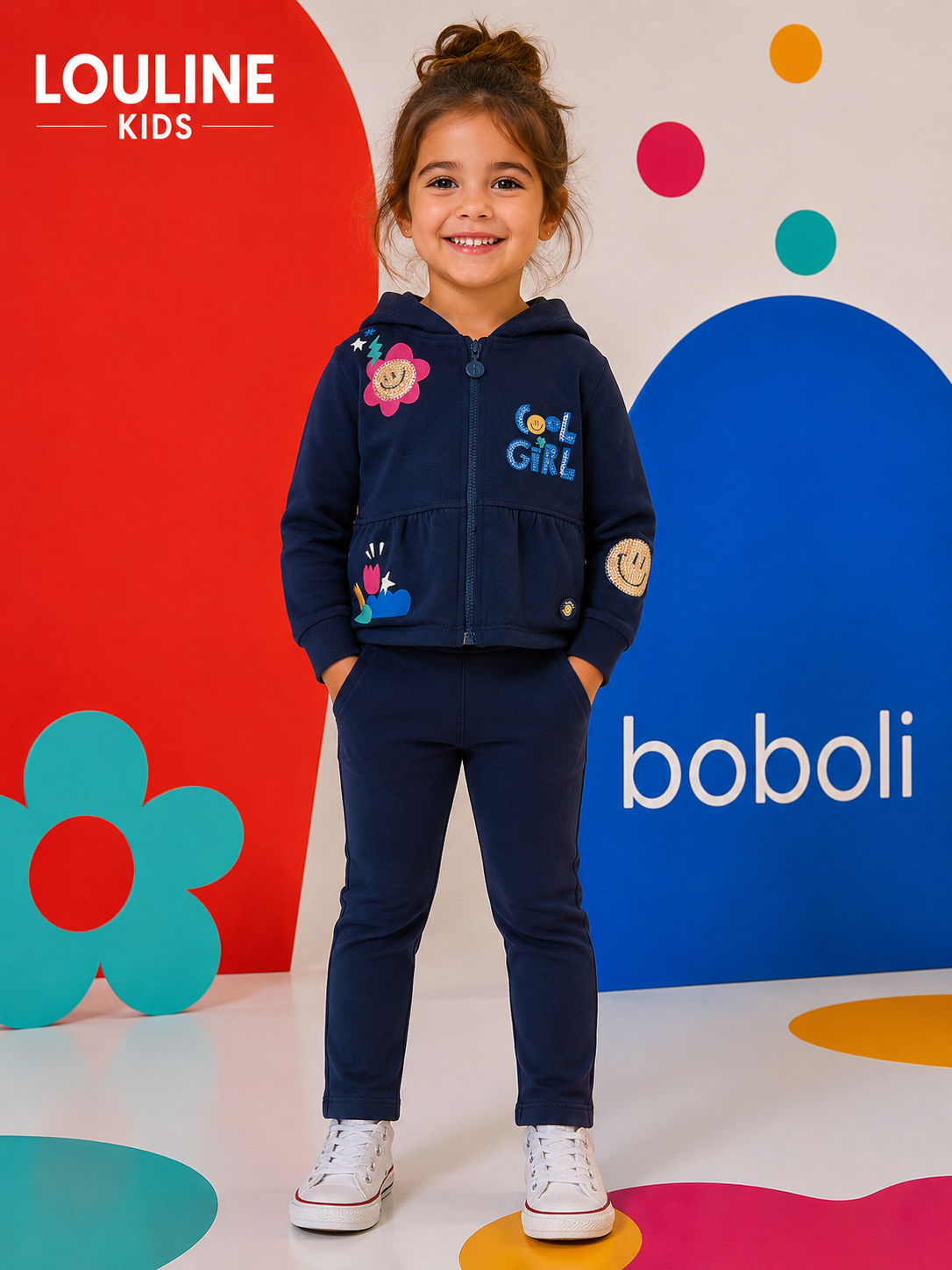 Boboli - Gilet zippé à capuche navy SMILE