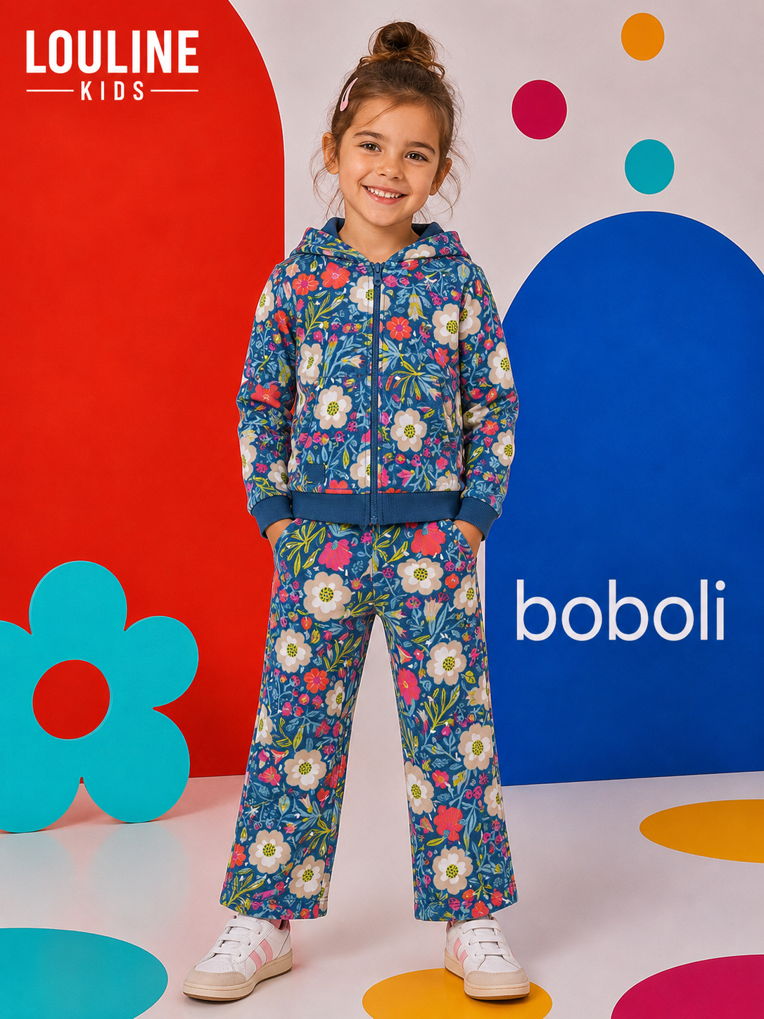 Boboli - Gilet zippé à capuche FLOWERS