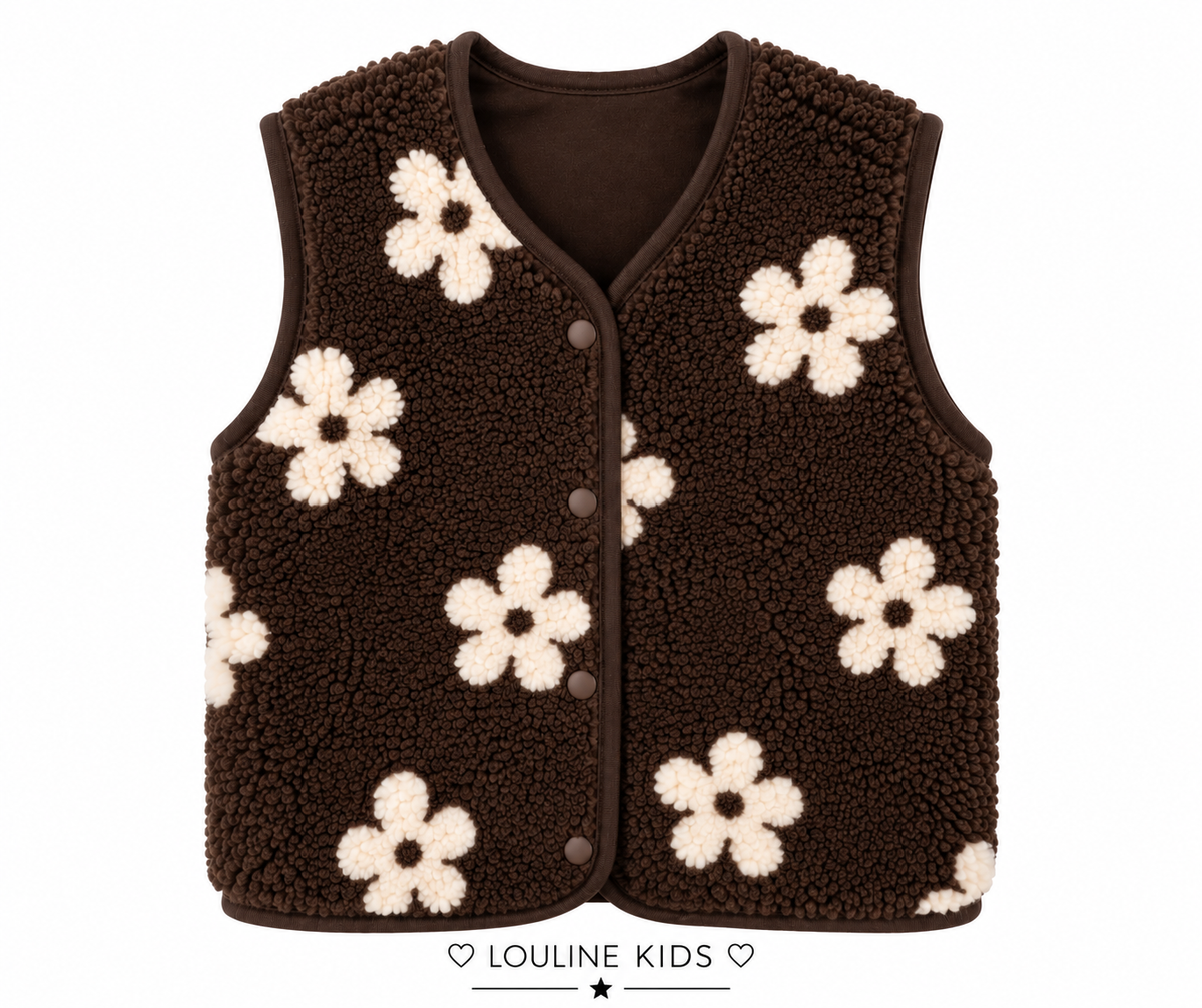 Mère & Enfant - Gilet sans manche chocolat en moumoute ❗️précommande : réception le 23/09