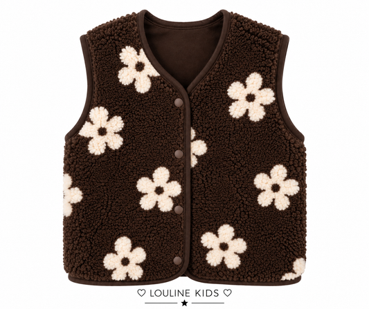 Mère & Enfant - Gilet sans manche chocolat en moumoute ❗️précommande : réception le 23/09