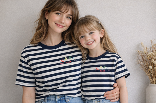 Mère & Fille : T-shirt rayé navy blanc ICONIC