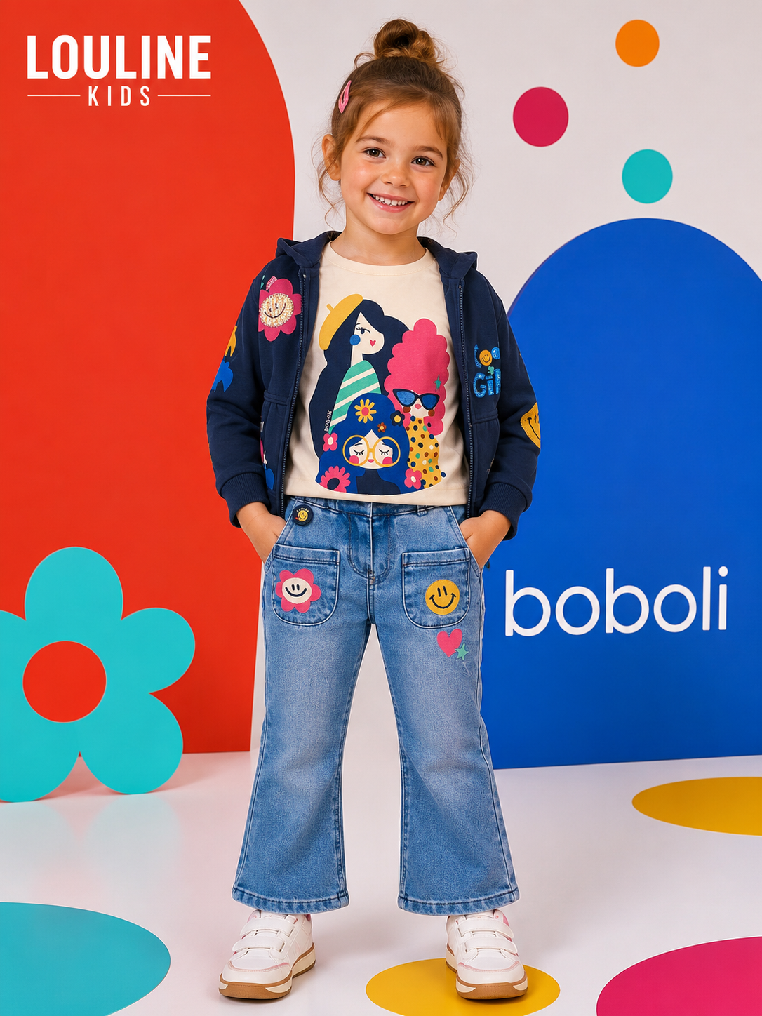 Boboli - Gilet zippé à capuche navy SMILE