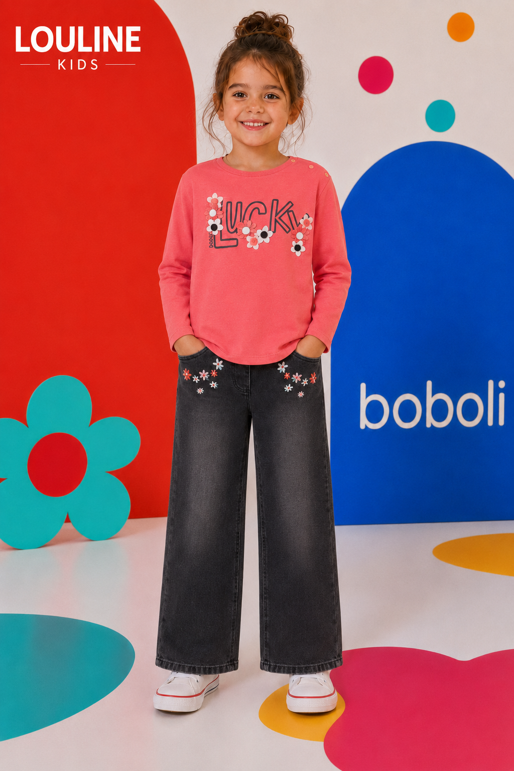 Boboli - Jeans noir FLOWERS