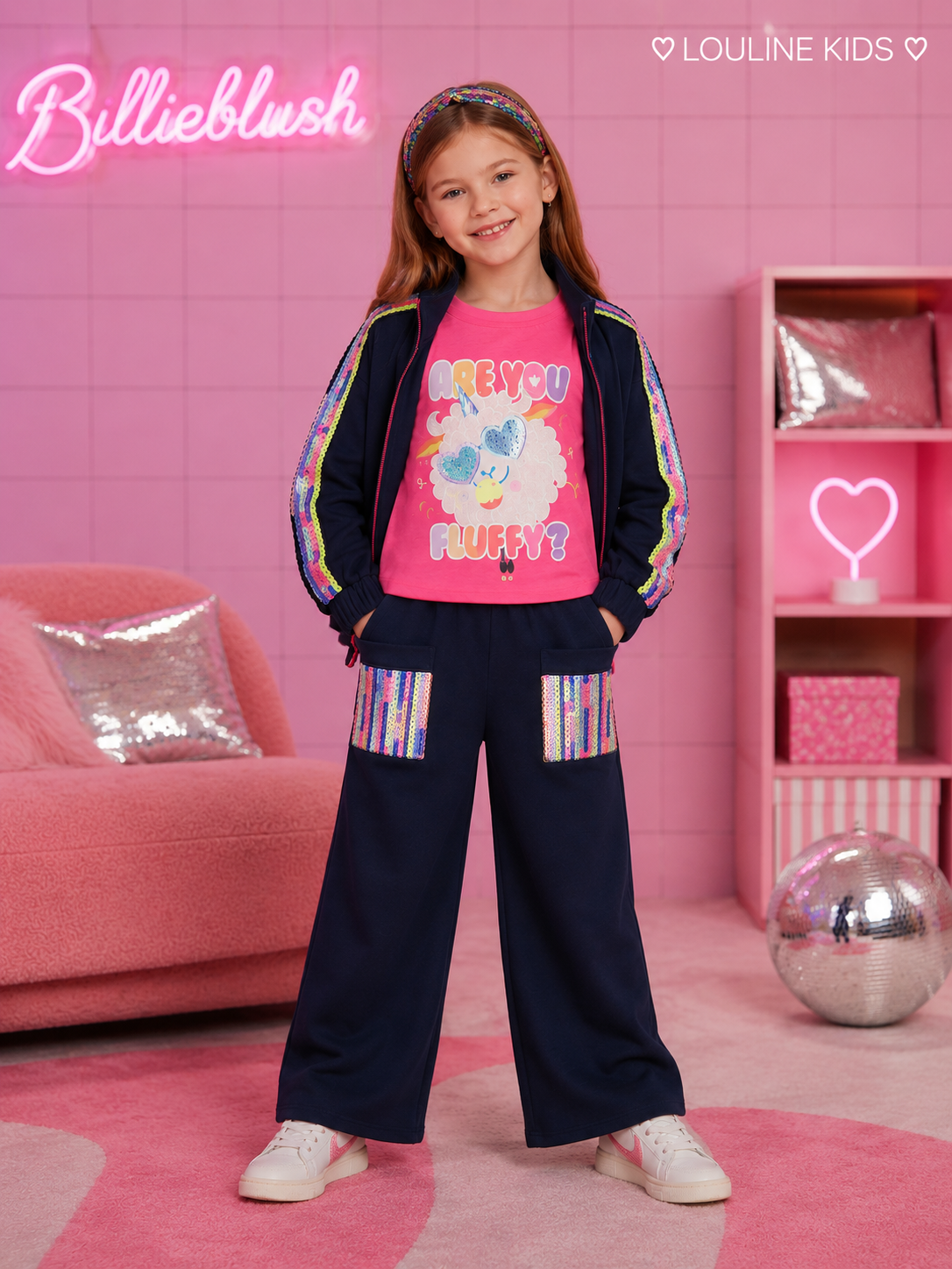 Billieblush - T-shirt fuchsia sequins & paillettes  "Fluffy"