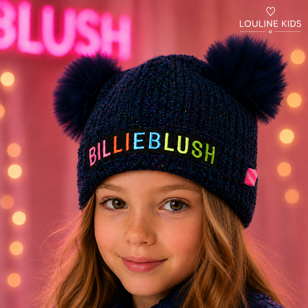 Billieblush - Bonnet navy DEUX POMPONS