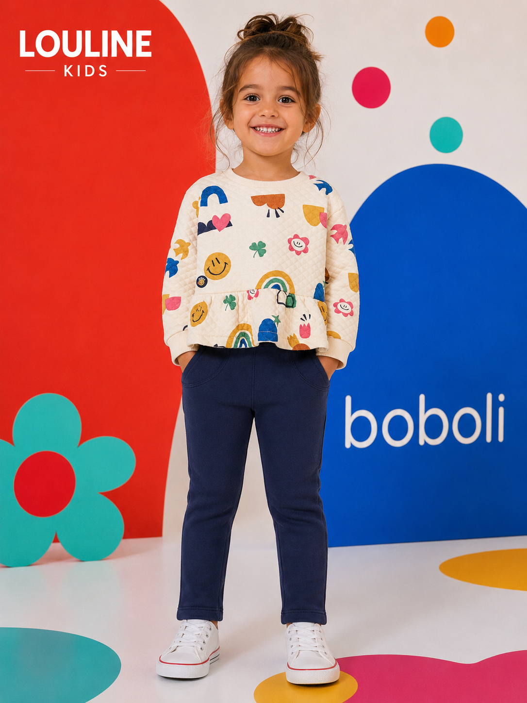 Boboli - Sweat écru & imprimé SMILE