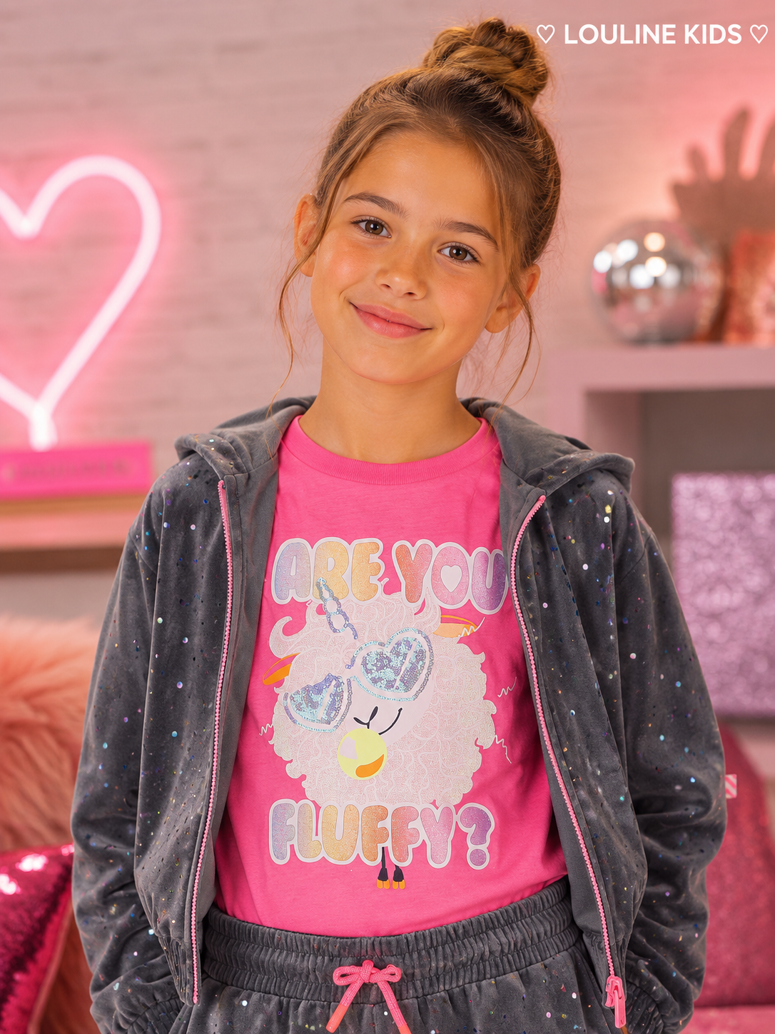 Billieblush - T-shirt fuchsia sequins & paillettes  "Fluffy"