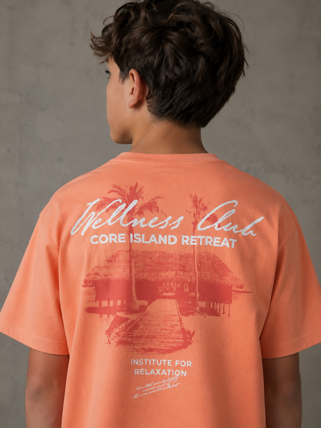 Jack & Jones - JO ETERNA T-shirt met persimmonprint op de achterkant