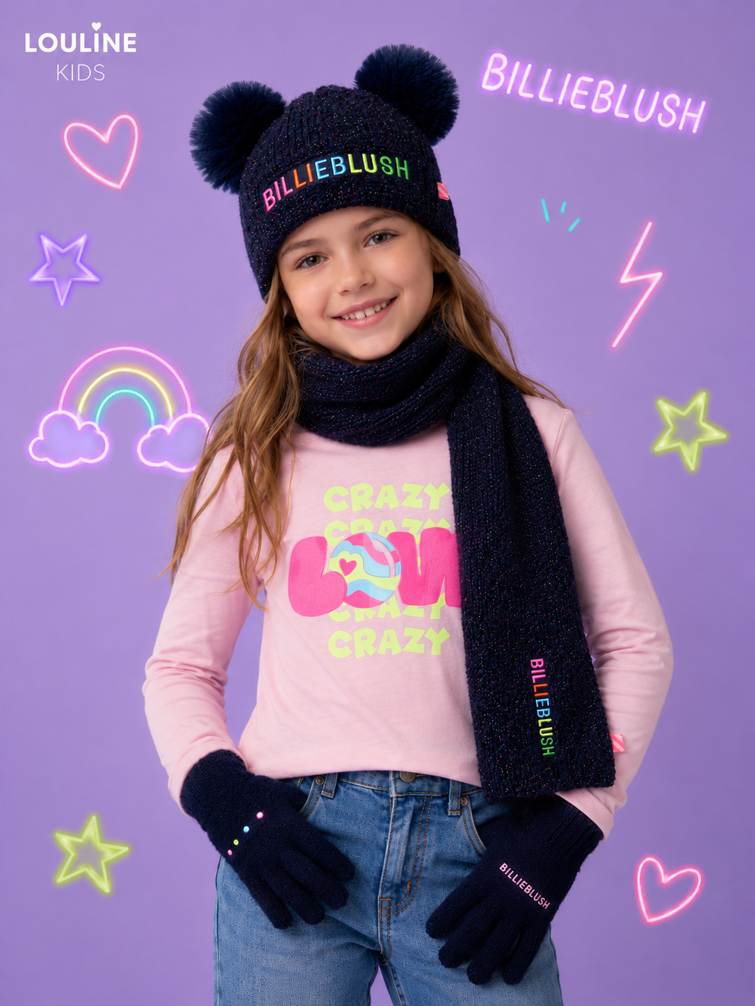 Billieblush - Bonnet navy DEUX POMPONS