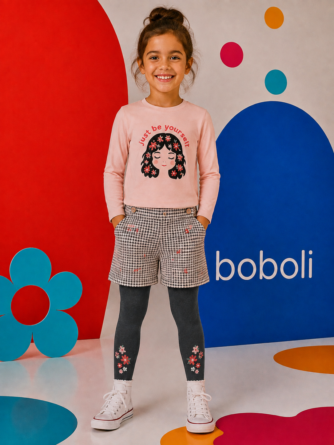 Boboli - T-shirt rose FLOWERS