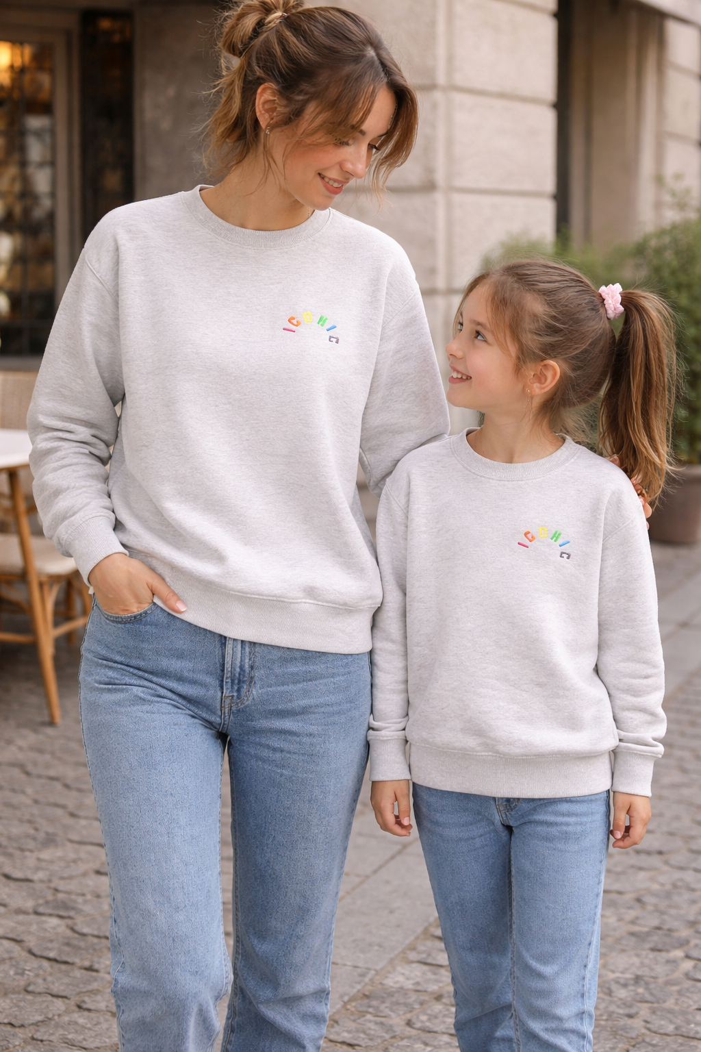 Mère & Fille - Sweat mixte gris ICONIC