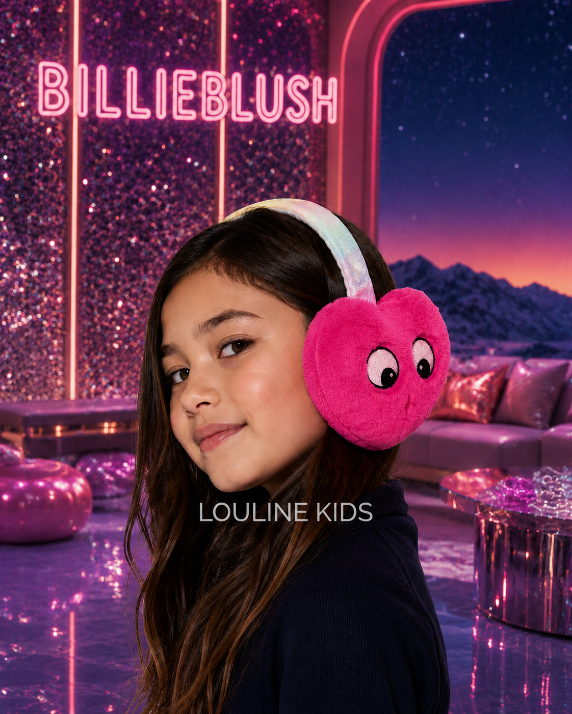 Billieblush - Cache-oreille en polaire fuchsia COEUR