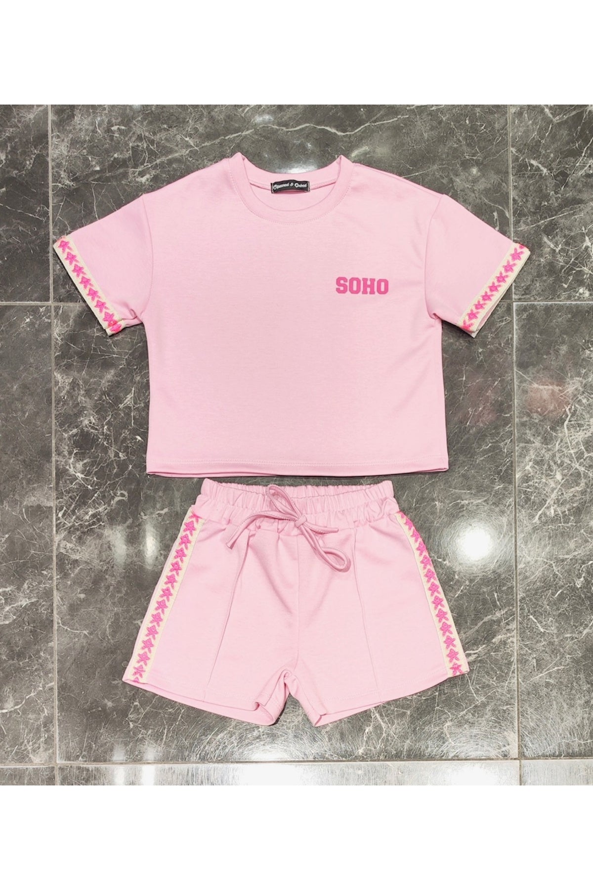 Sweat courte manche & Short rose blush SOHO