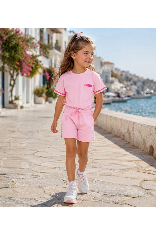 Sweat courte manche & Short rose blush SOHO