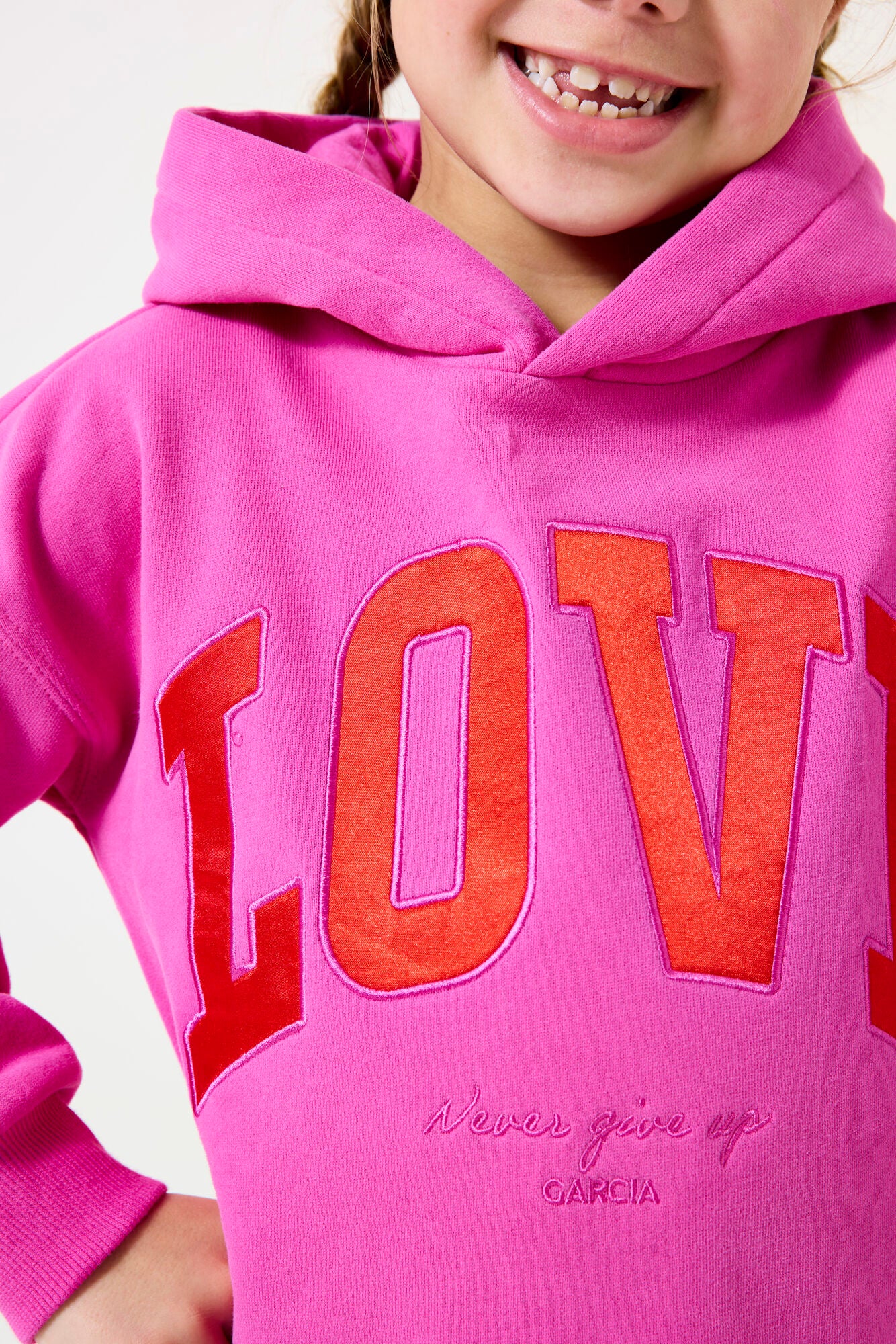 Garcia - Sweat à capuche "Love" rose-violet