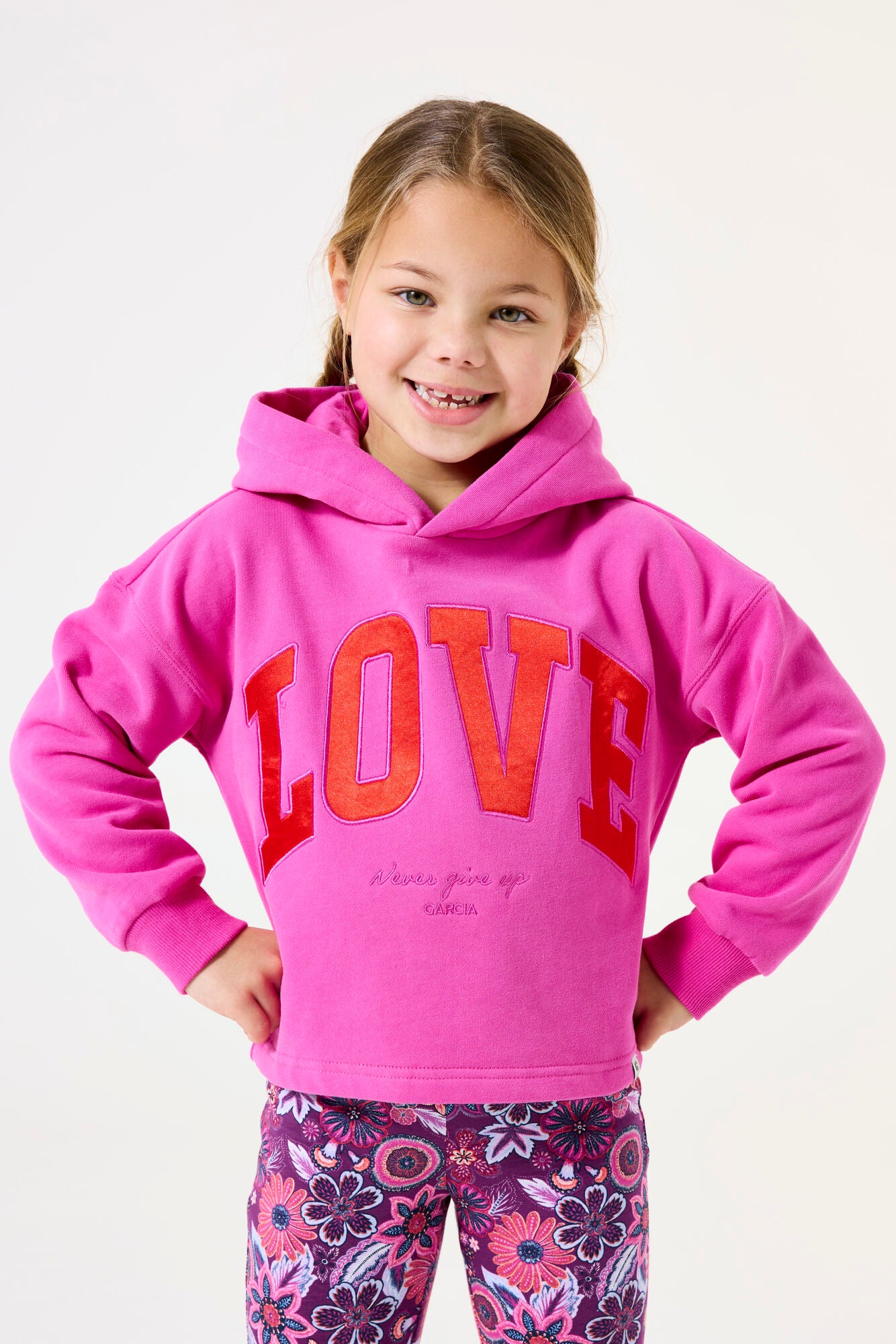 Garcia - Sweat à capuche "Love" rose-violet
