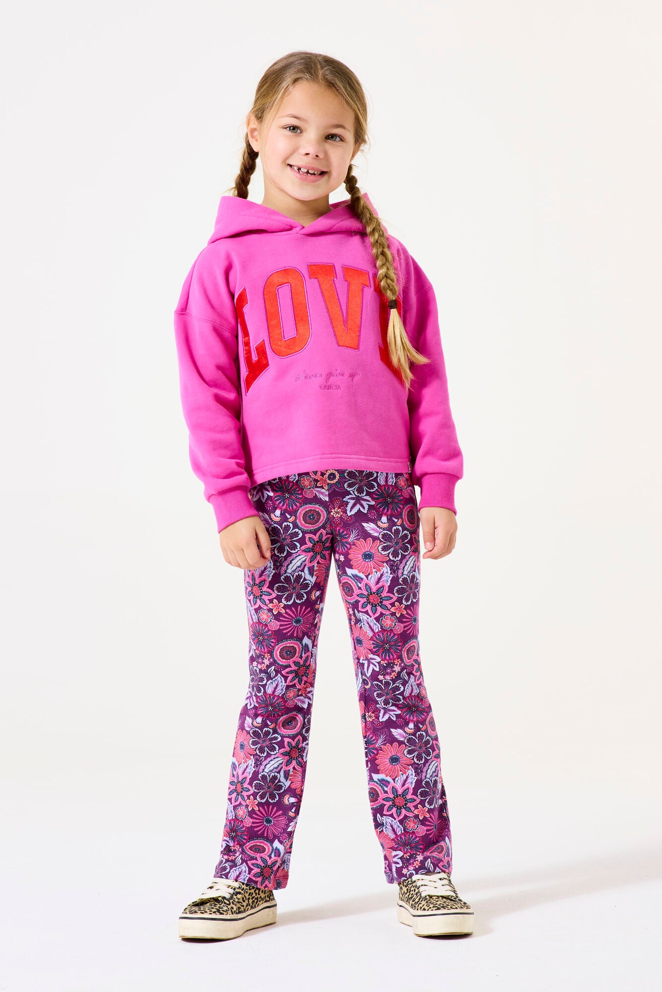 Garcia - Sweat à capuche "Love" rose-violet