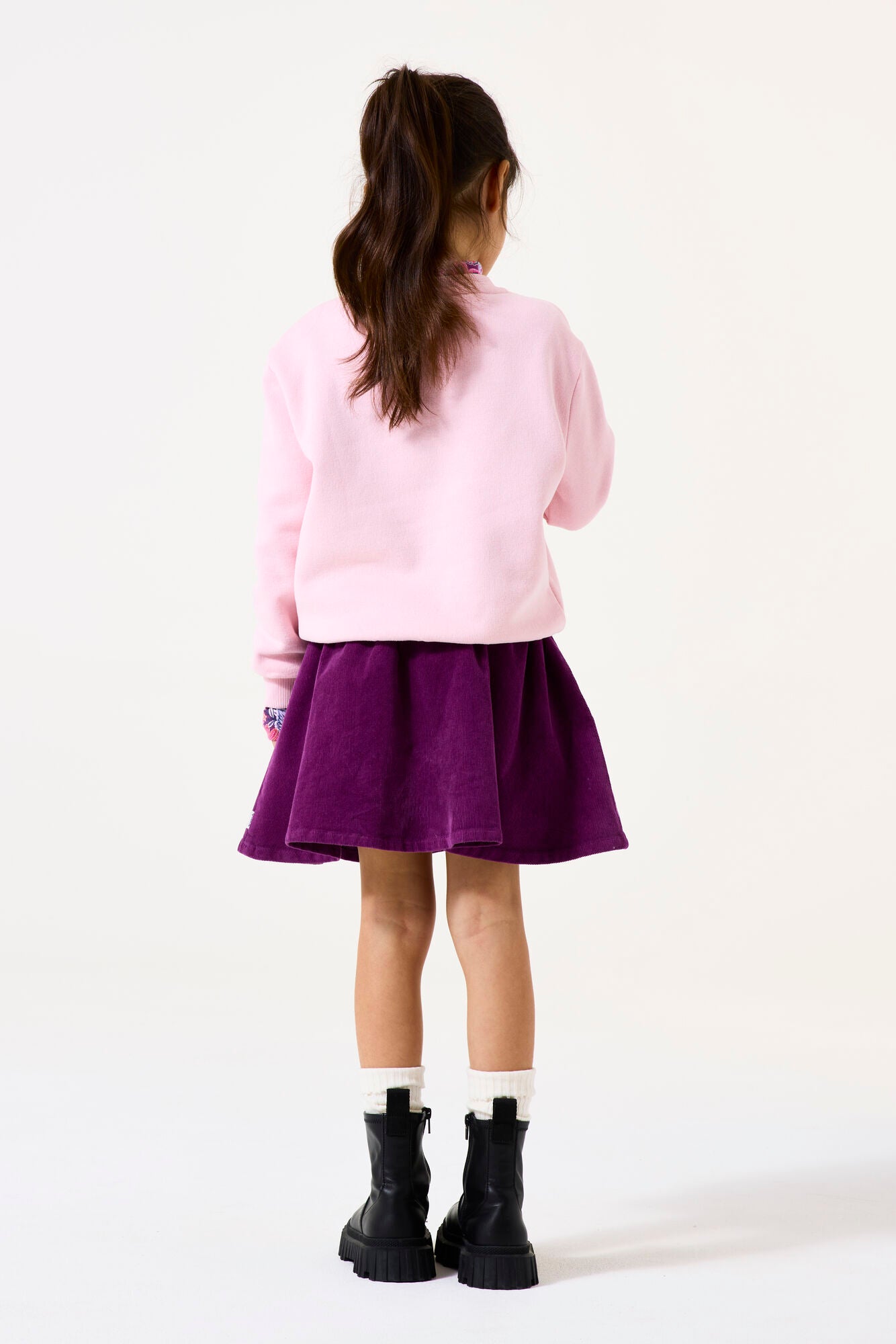 Garcia - Jupe plissée en velours plum purple