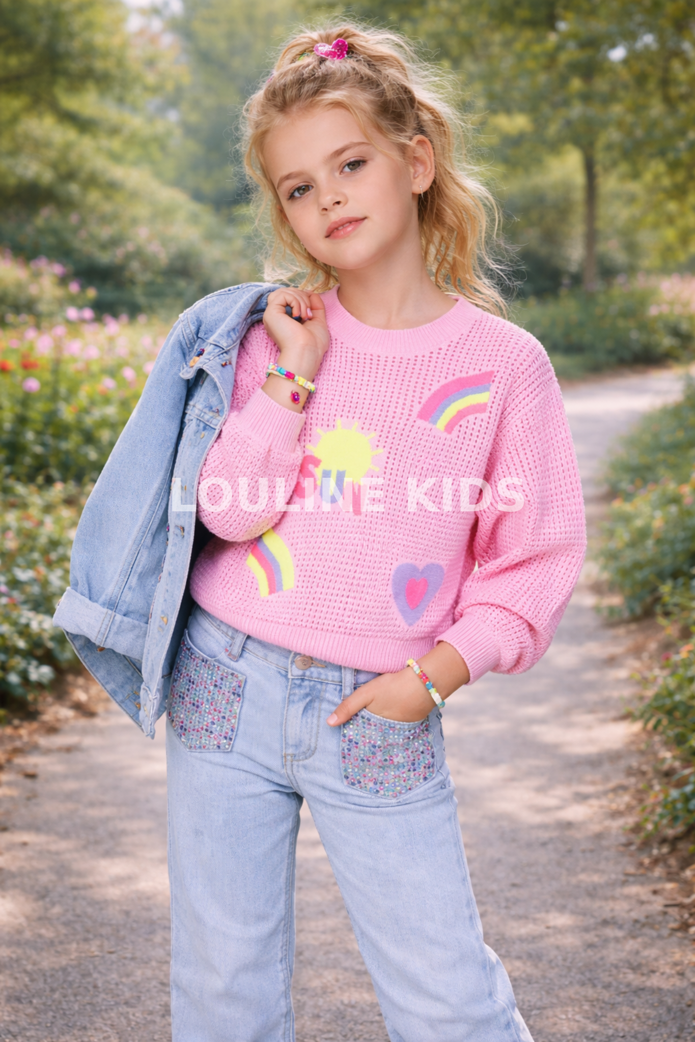 Billieblush - Pull tricot nosegay & maile ajourée
