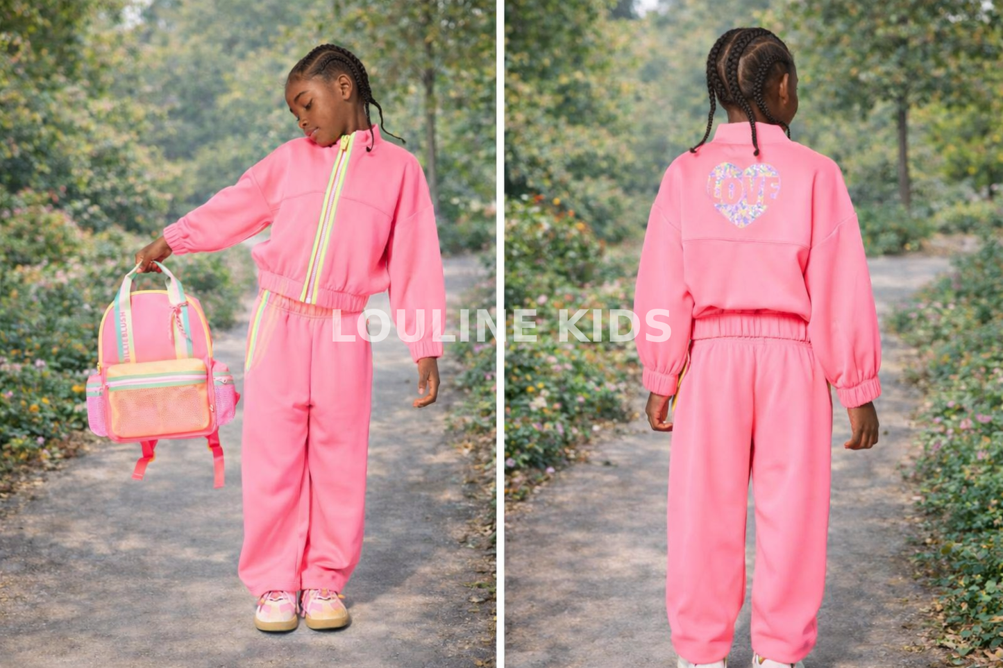 Billieblush - Neonroze & illustratie vest met pailletten op de achterkant