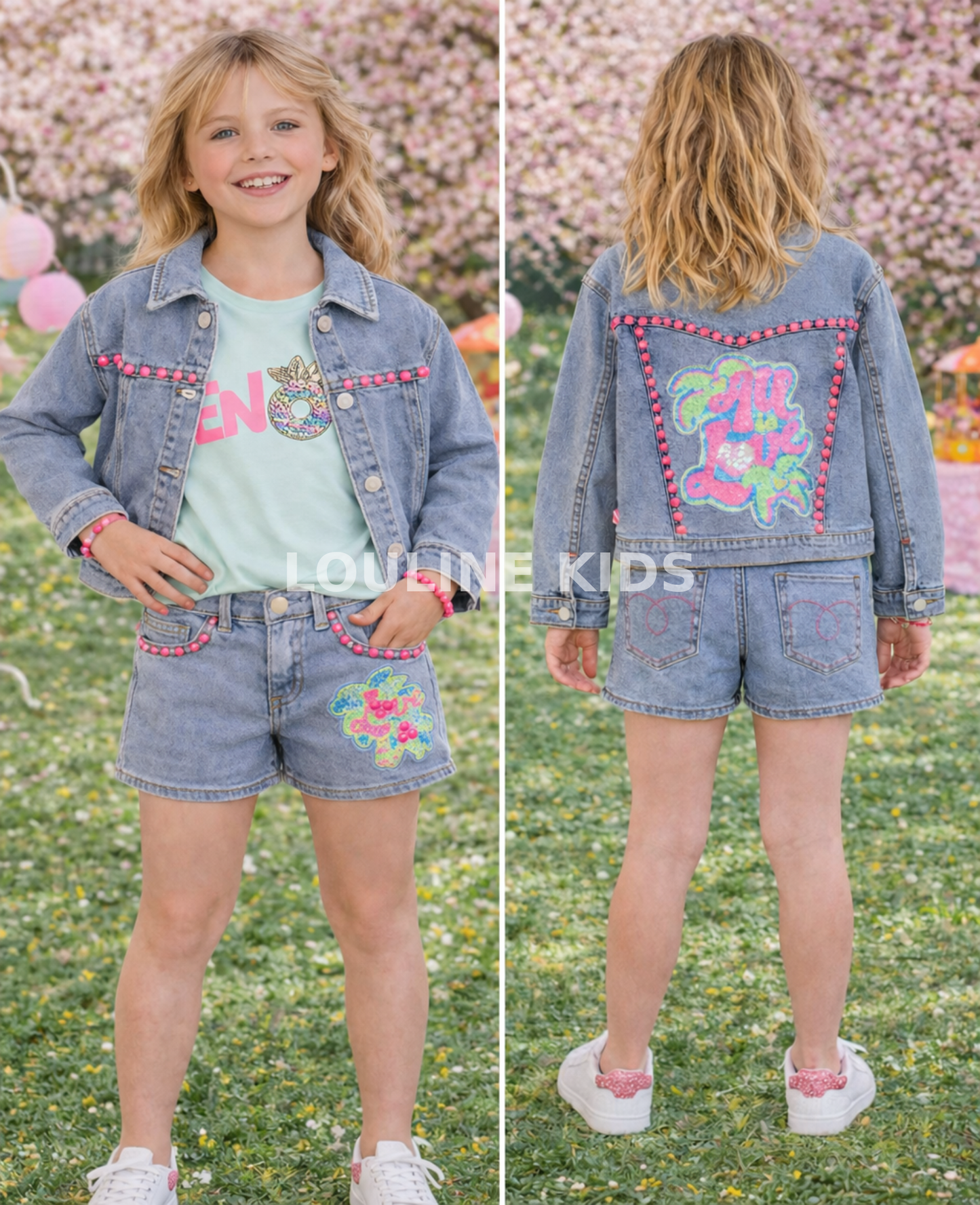 Billieblush – Jacke aus Denim und Pailletten auf der Rückseite