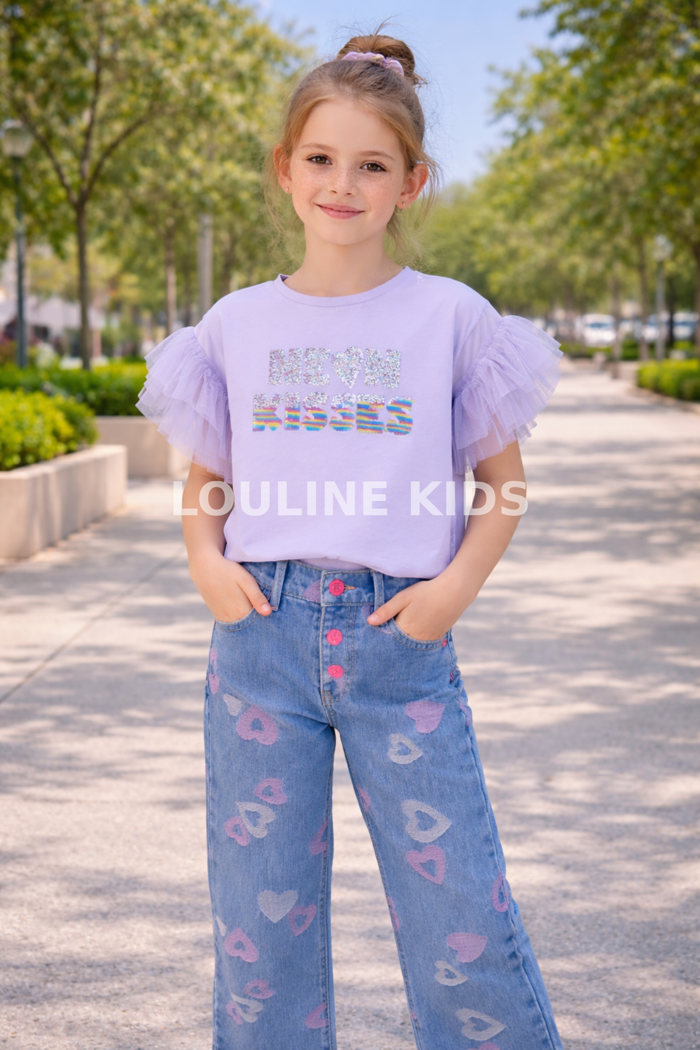 Billieblush - Camiseta ángel azul "Besos de neón"