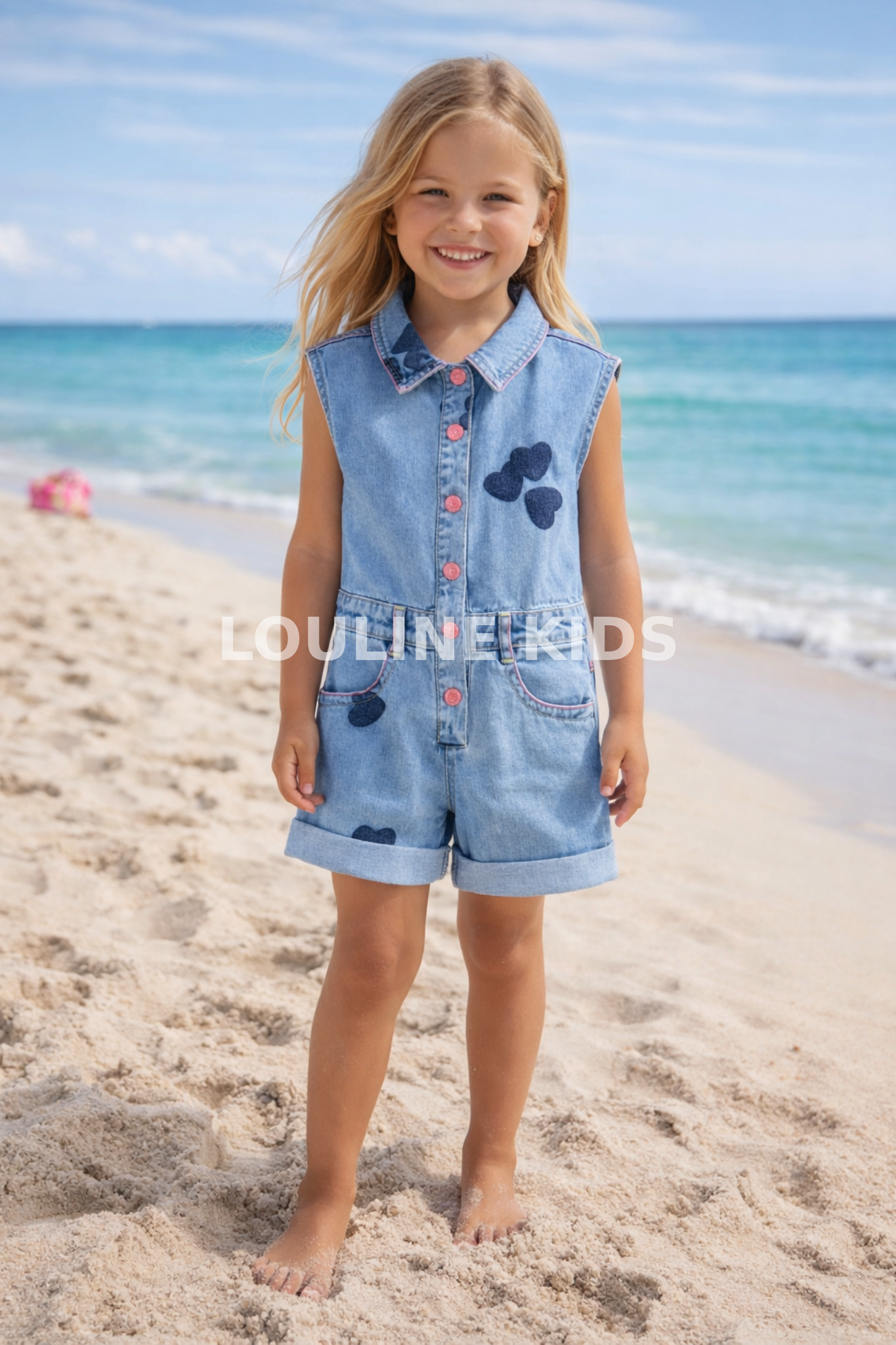 Billieblush - Double stone & heart denim jumpsuit