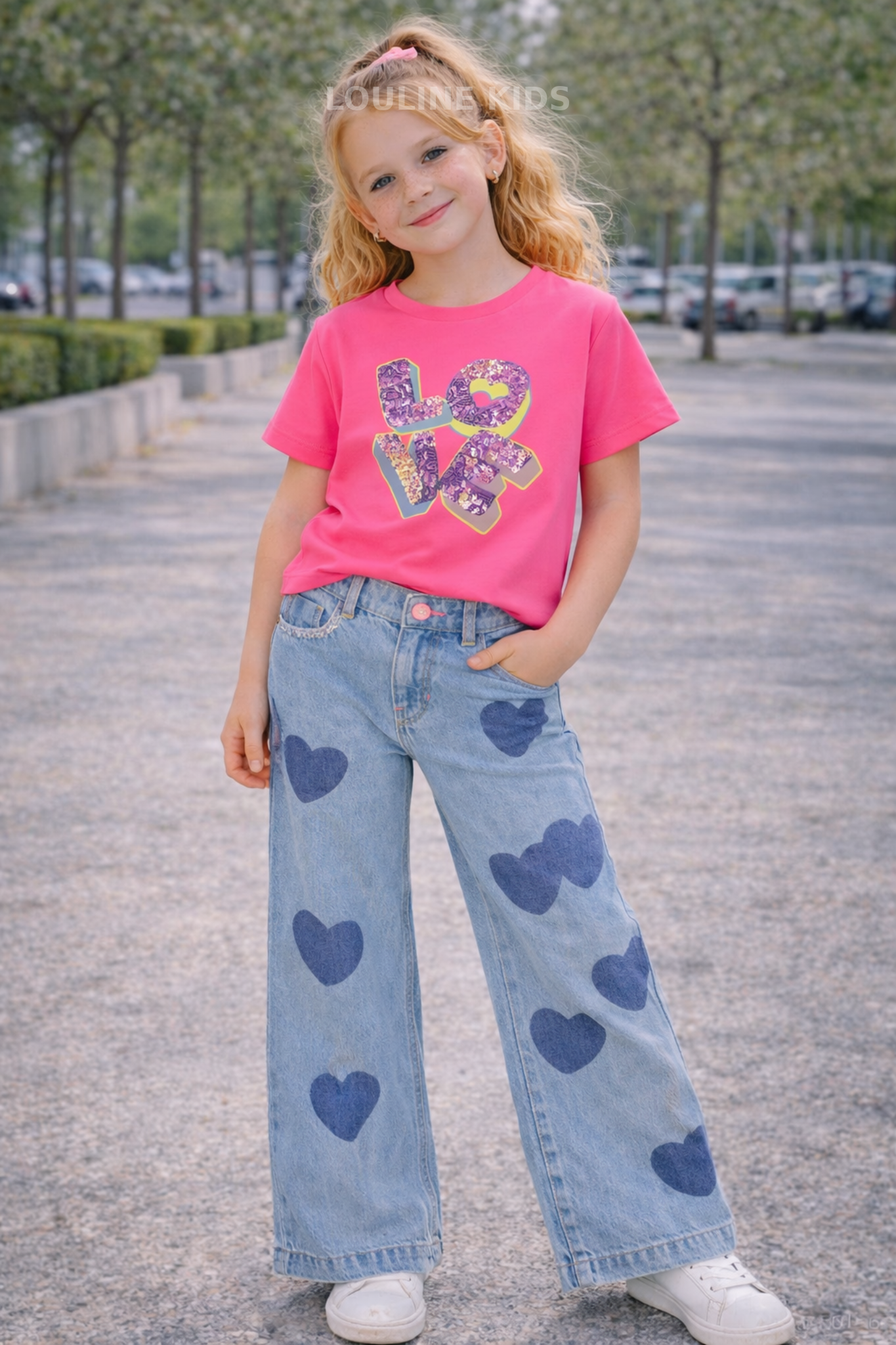 Billieblush - Double stone & heart denim pants